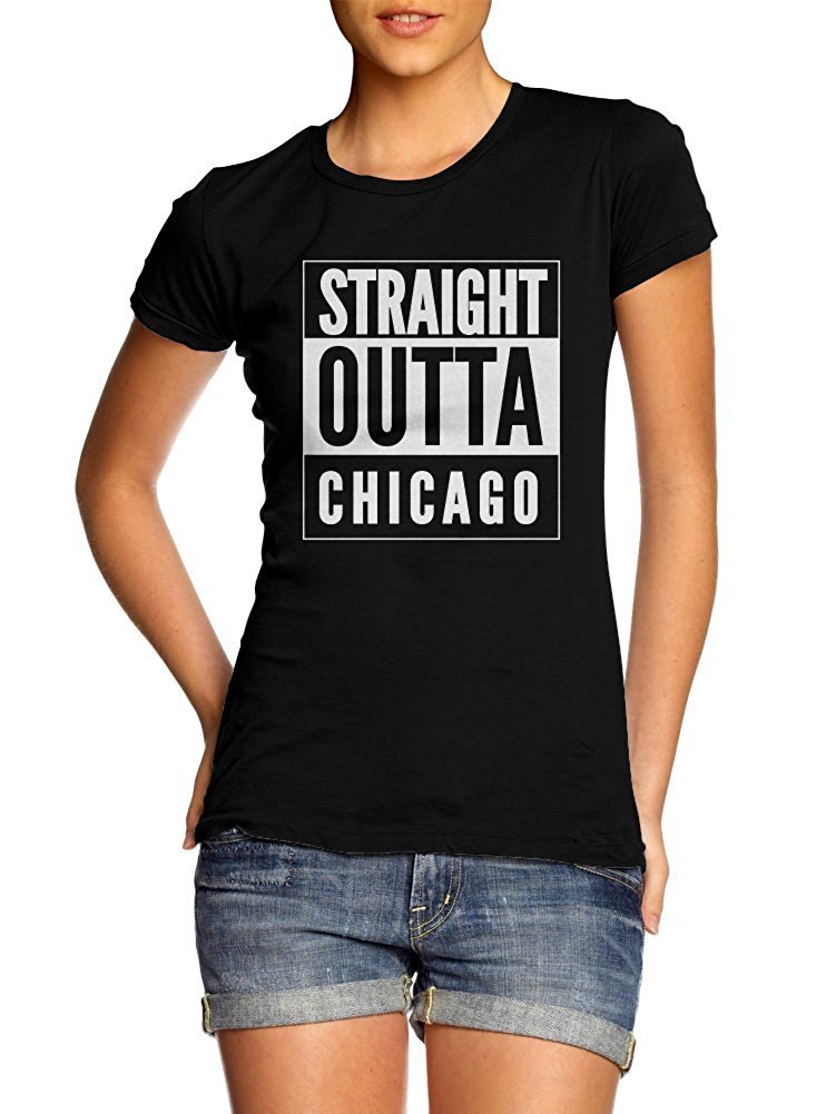 AM T-Shirts Straight Outta Chicago Women's Tee - Stylish Graphic T-Shirt for Casual Wear, Street Fashion & Everyday Outfits