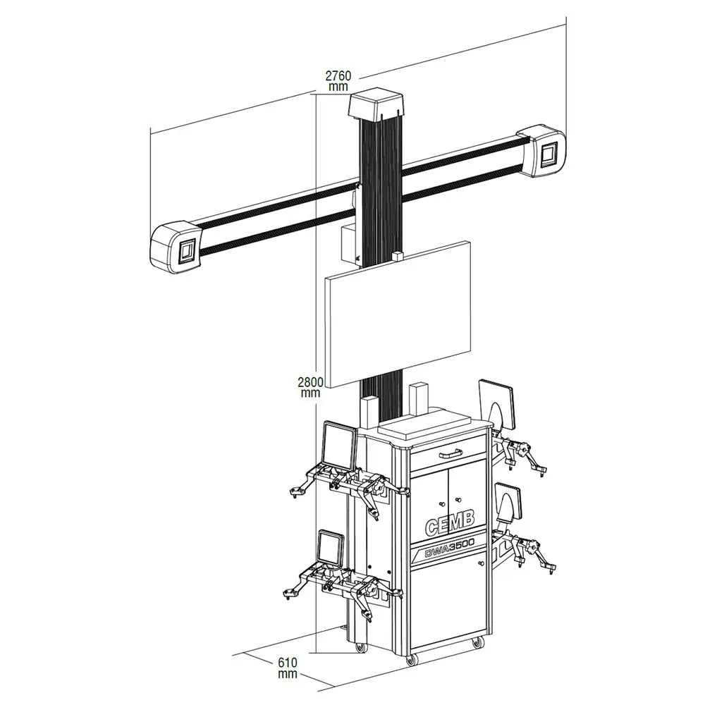 Cemb DWA3500WG 3D HD Wheel Alignment System with Wheel Grabber - Professional Automotive Wheel Alignment Tool for Shops & DIY Use