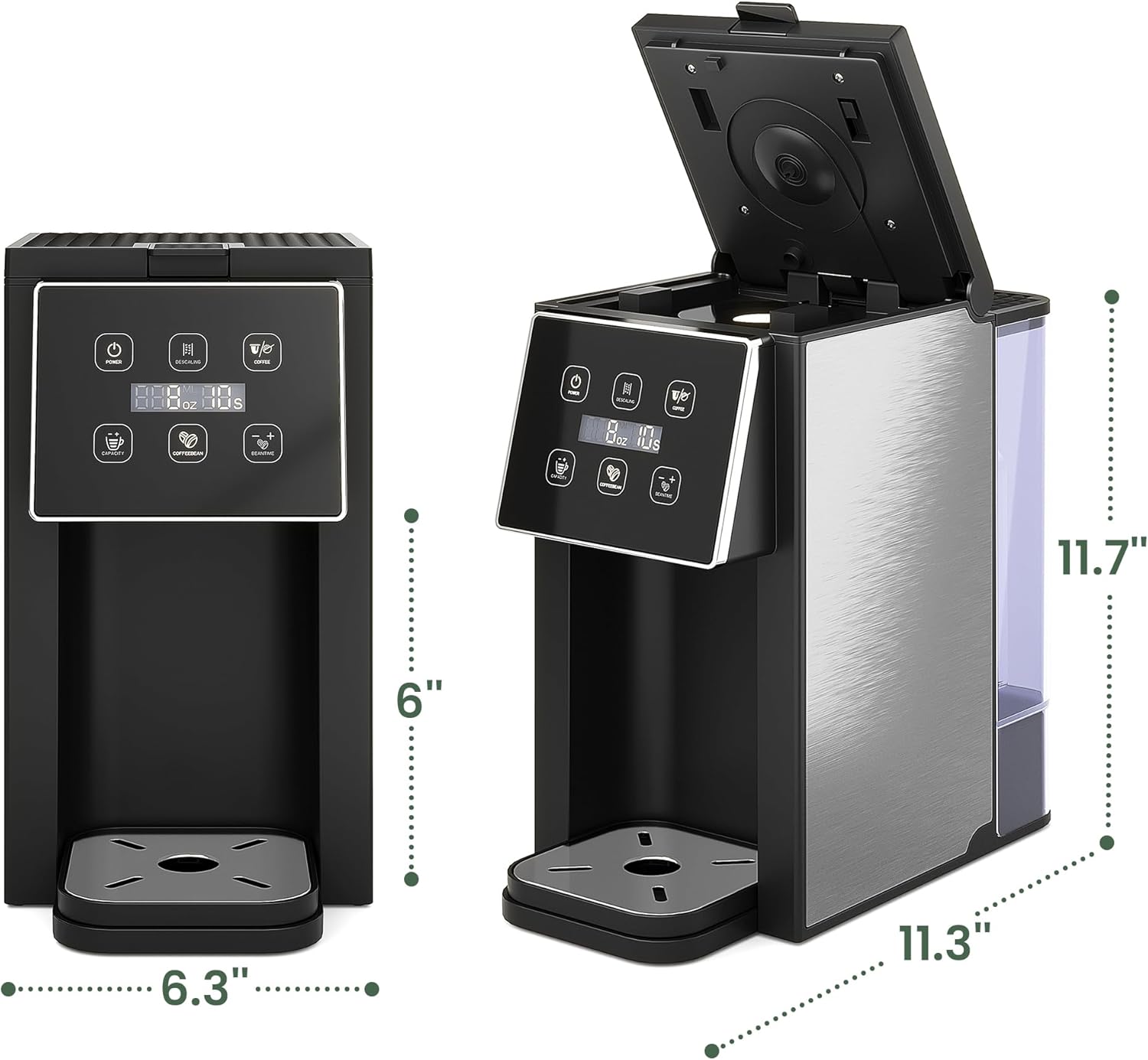 Premium Single Serve Coffee Maker with Built-in Grinder - Compatible with K-Cups, Ground Coffee & Loose Leaf Teas - Perfect for Home, Office & Travel Use