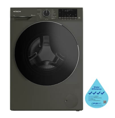 Hitachi BD 100YFVEM Front Load Washing Machine with Steam, Hygiene Function & Easy Iron Inverter - Perfect for Laundry Rooms, Apartments & Energy-Efficient Homes