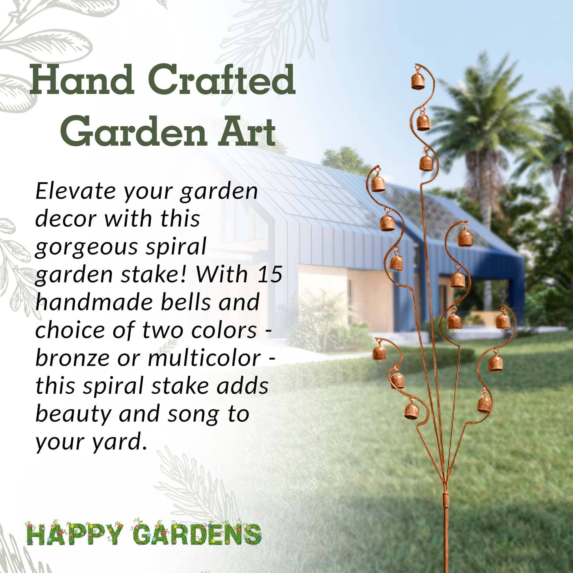 Bell Spiral Garden Stake - Decorative Metal Wind Chime Stake for Outdoor Gardens, Yards, and Patios | Perfect for Adding Charm to Flower Beds, Walkways, and Outdoor Decor