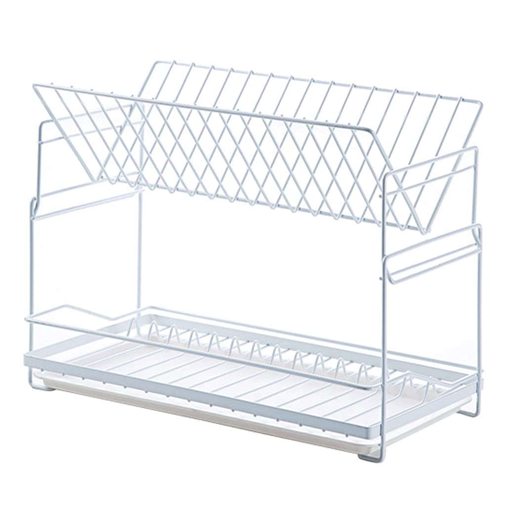 Kingrack 2-Tier Dish Drying Rack with Drain Tray - White Space-Saving Kitchen Organizer for Plates, Bowls & Utensils - Perfect for Small Apartments, RVs & Countertop Storage