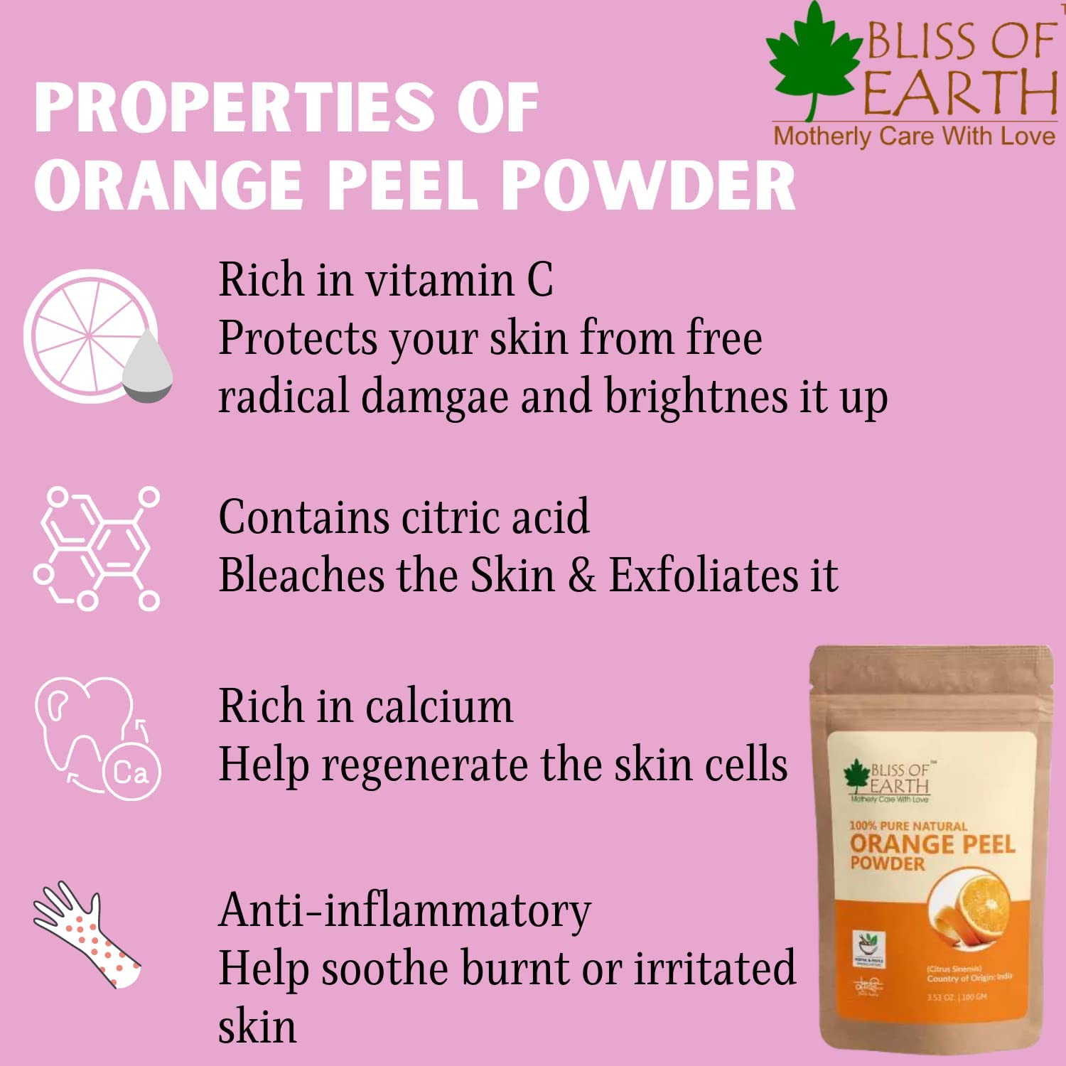 Bliss of Earth® Natural Jatamansi Powder & Orange Peel Powder - 100g (Pack of 2) | Organic Skin Brightening & Hair Conditioning Treatment | Promotes Glowing Skin & Healthy Hair Growth | Perfect for DIY Face Masks, Hair Packs & Natural Beauty Routines