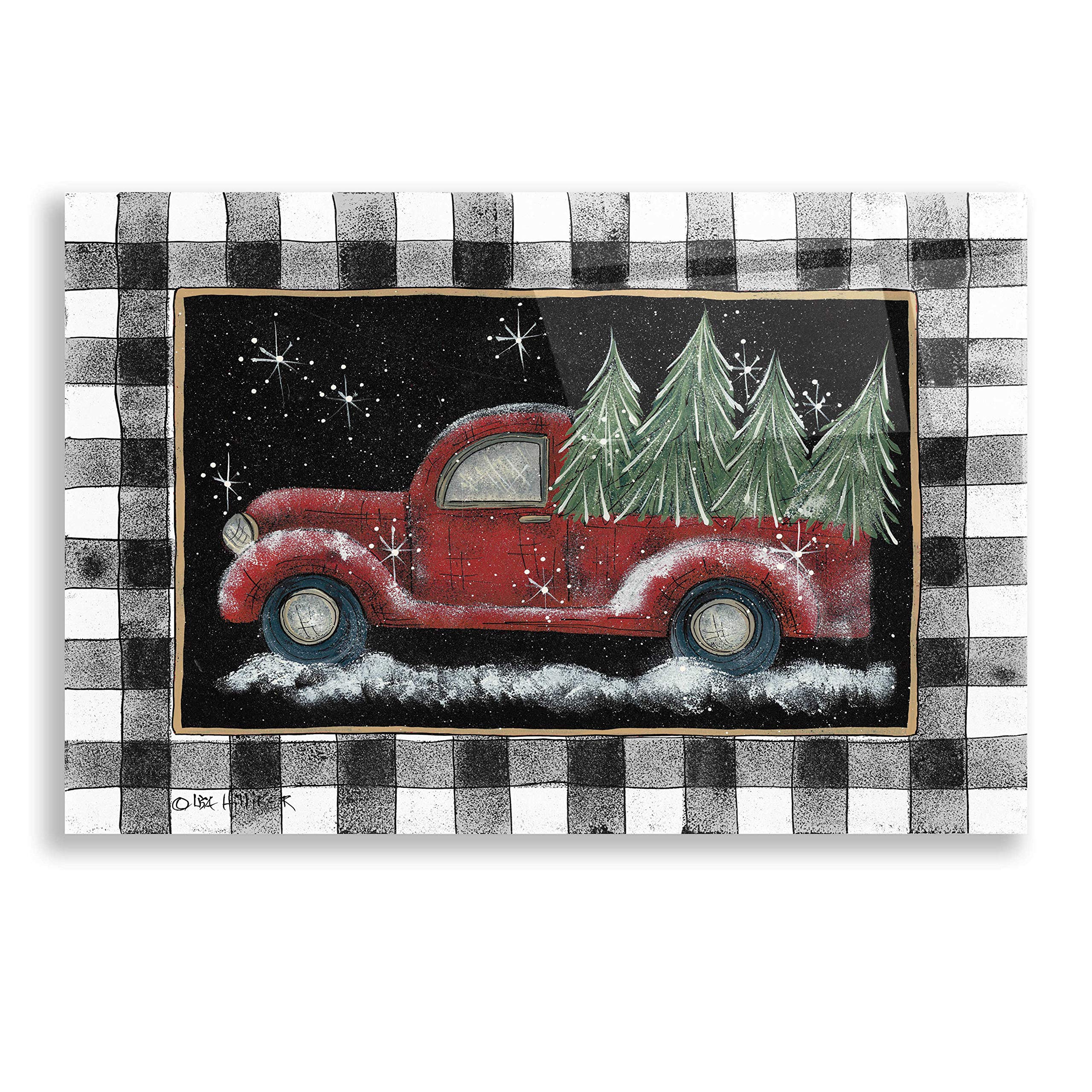Lisa Hilliker 'Christmas Trees for Sale' Acrylic Glass Wall Art - 24x16 Inch Holiday Home Decor - Perfect for Living Room, Bedroom & Office Christmas Decoration