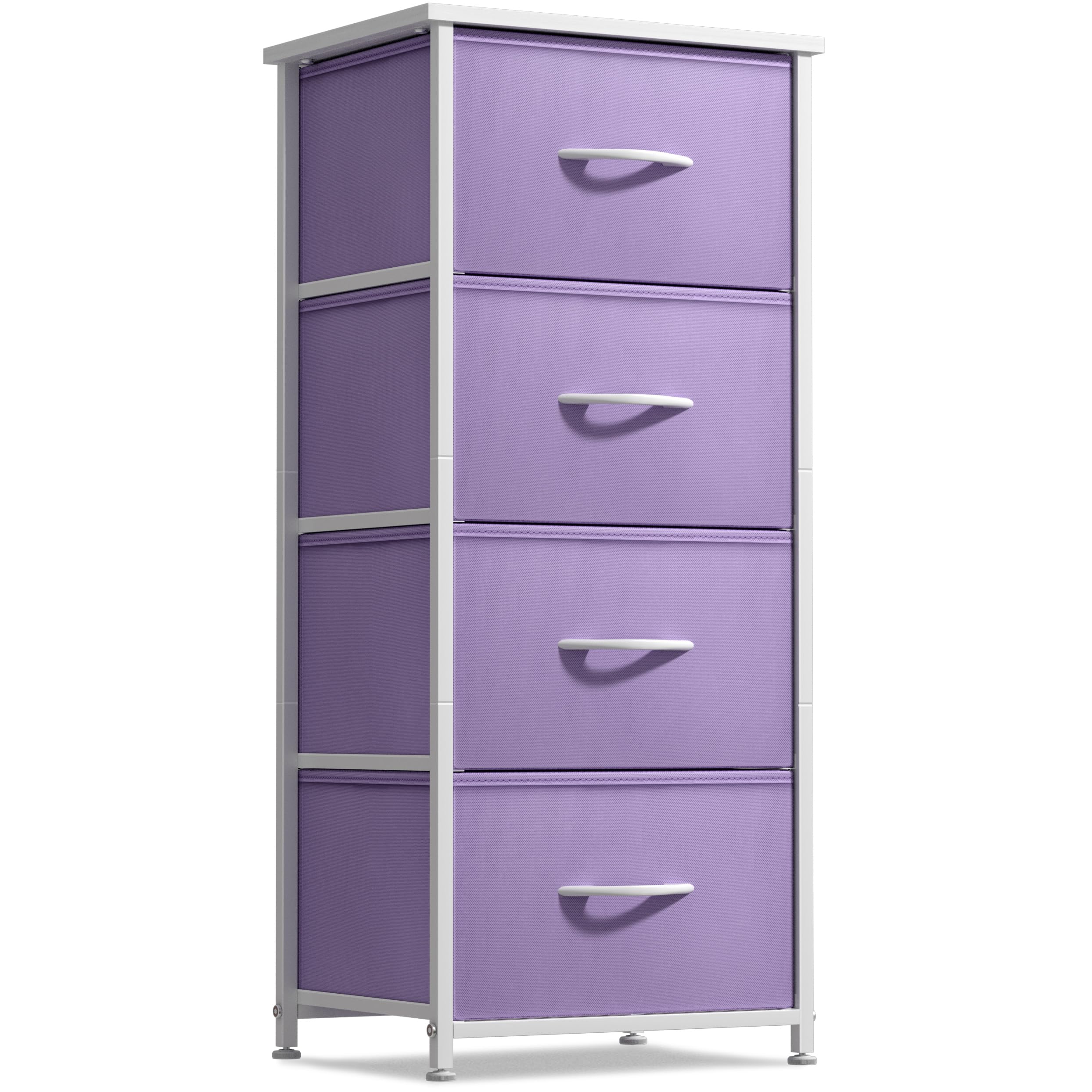 Sorbus 5-Drawer Dresser Storage Tower with Steel Frame & Wood Top - Fabric Bin Organizer for Closet, Bedroom, College Dorm - Kids Furniture for Boys & Girls (Purple) | Perfect for Small Spaces, Bedside Storage & Home Organization