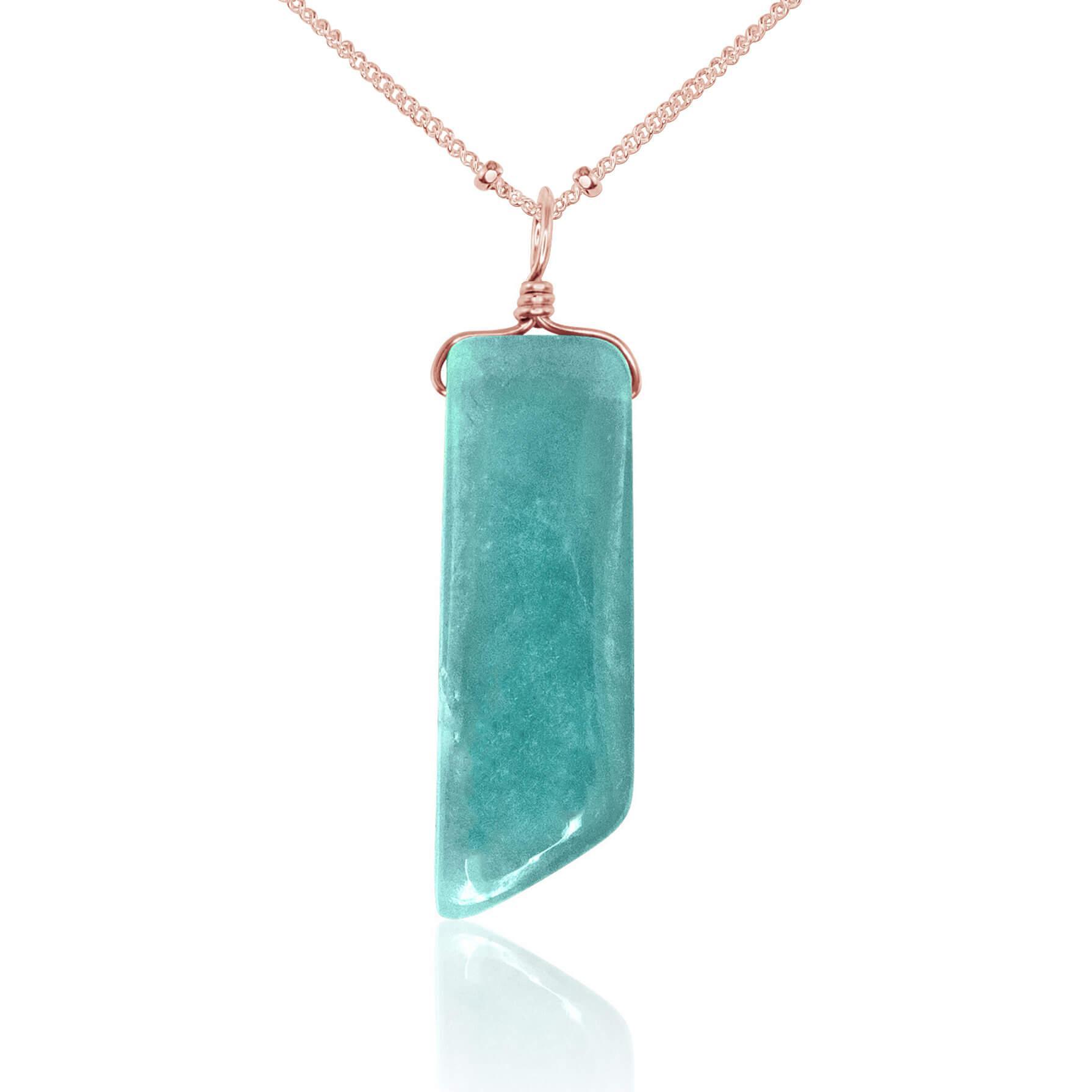 Natural Amazonite Crystal Necklace - Smooth Green Gemstone Pendant for Healing & Protection | Spiritual Jewelry for Meditation, Yoga & Energy Work