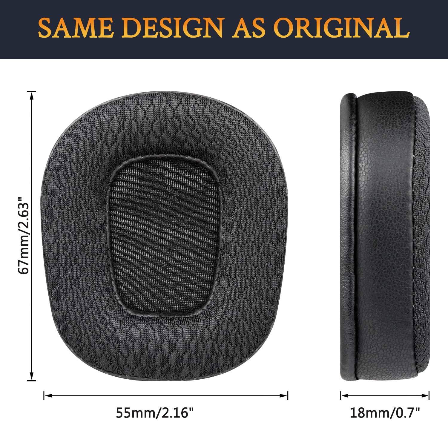 SOULWIT Replacement Earpads for BlueParrott B350/B350XT - Noise Cancelling Mesh Fabric Cushions with Football Texture & Isolation Foam (Black) | Comfort Upgrade for Truckers, Call Center & Office Headsets