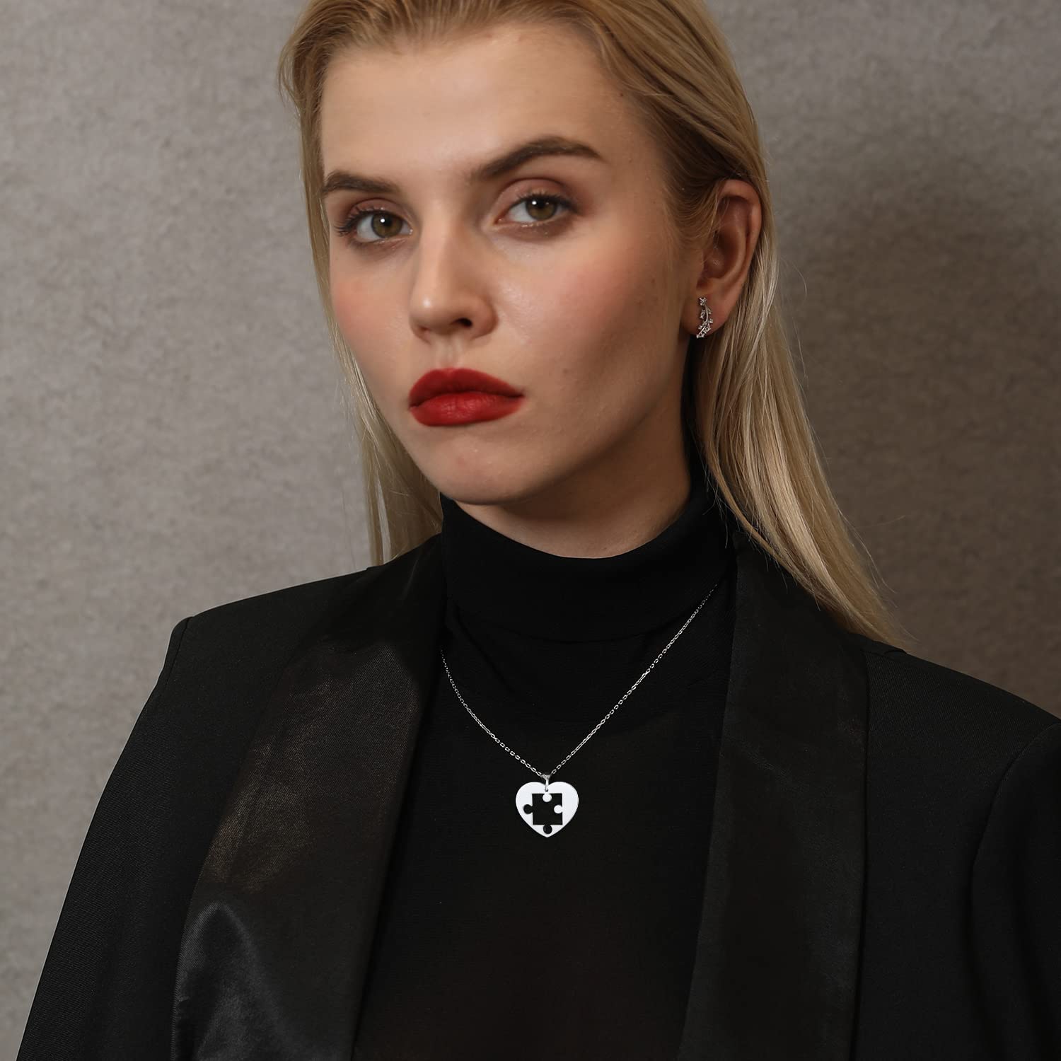 U7 Matching Couple Necklaces for Women & Men - Stainless Steel, Black & 18K Gold Plated Puzzle Piece Pendant - Romantic Gift for Couples, Best Friends & Anniversaries - Perfect for Valentine's Day, Weddings & Relationship Gifts