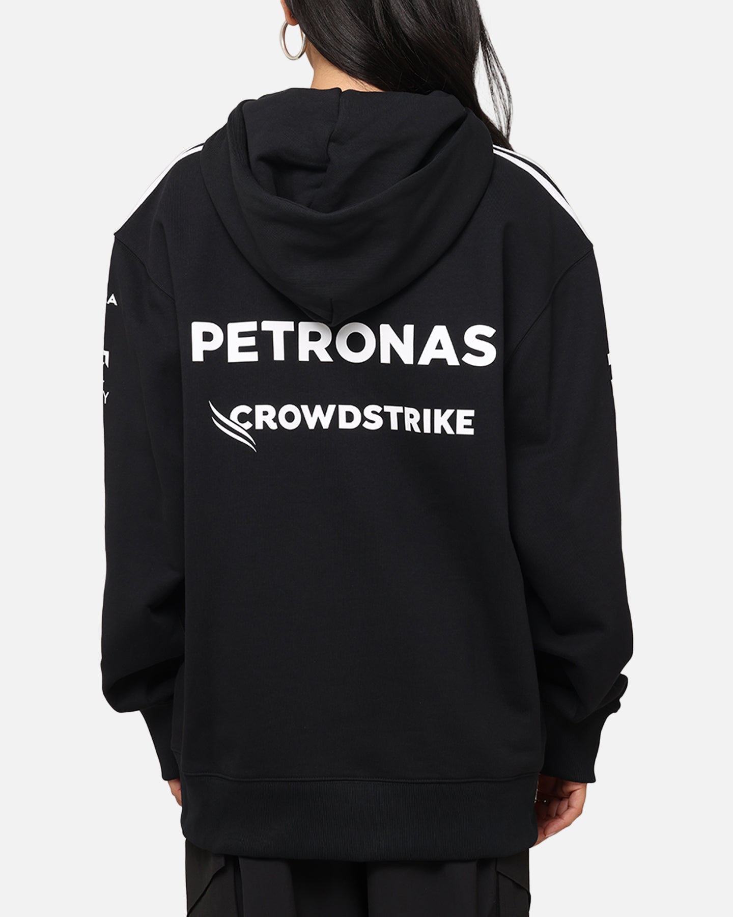 Adidas x Mercedes AMG Petronas Formula One F1 2025 Team Hoodie - Black & White - Men's Sports Pullover for Racing Fans & Casual Wear