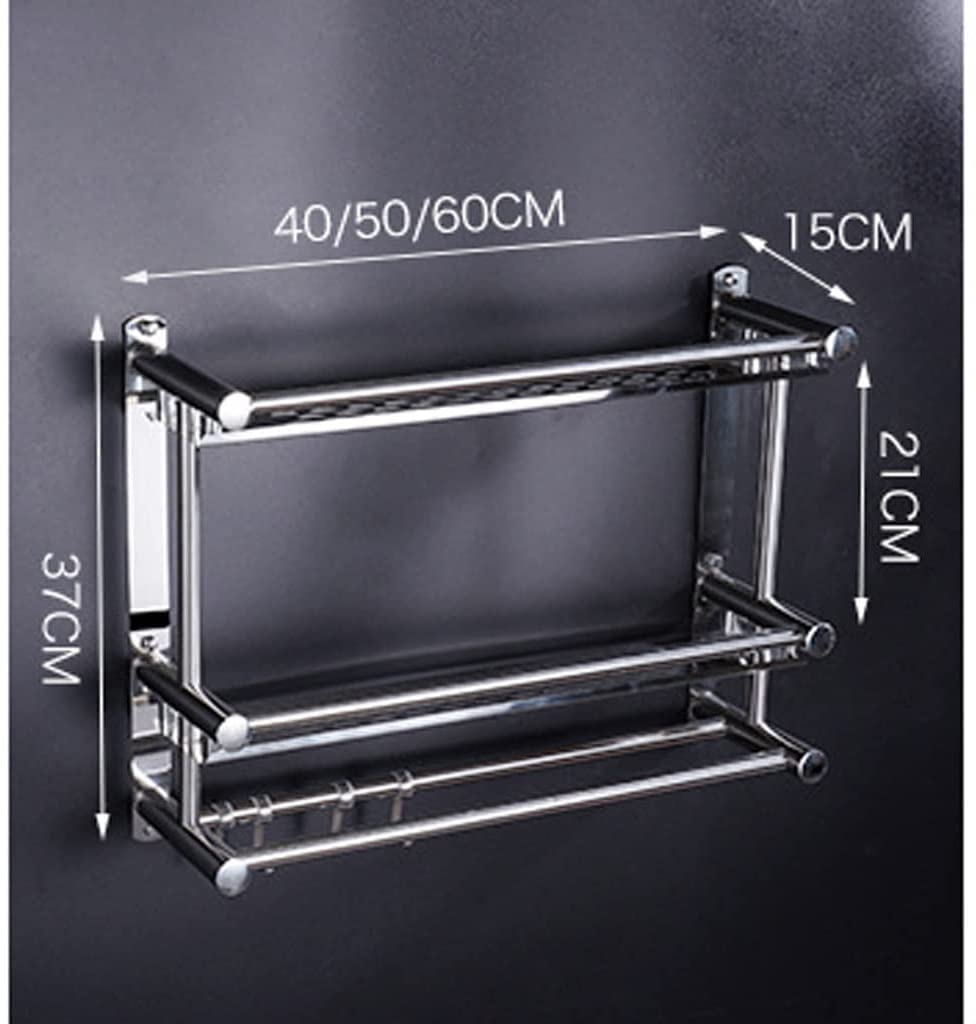 MUSUMI 60cm Silver Wall Mounted Bathroom Shelf - No Drill Hanging Storage Organizer for Bathroom, Kitchen, Toilet | Space Saving Solution for Towels, Toiletries & Kitchen Supplies