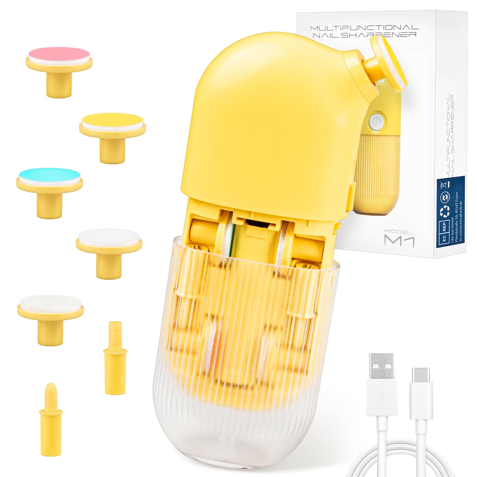 Wolady Electric Baby Nail Trimmer - Rechargeable Infant & Toddler Nail File with 7 Sanding Heads & 2 Speeds - Safe Manicure Pedicure Kit for Newborns & Kids - Perfect for Home Use, Travel & Baby Care Gifts
