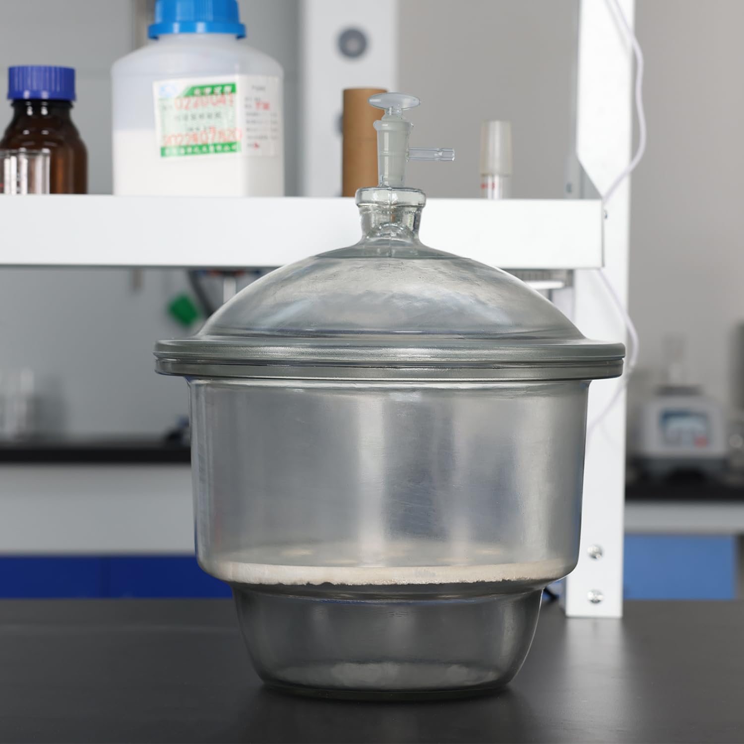 Stonylab 11.8 Inch Glass Vacuum Desiccator with Glass Valve & Porcelain Plate - Ideal for Laboratory, Science Experiments, and Moisture-Sensitive Storage