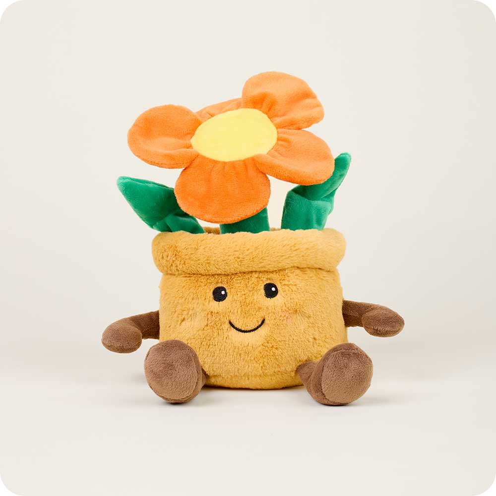 Orange Flower Pot Warmies - Cozy Microwaveable Heating Pad for Pain Relief, Stress & Anxiety - Perfect for Home, Office & Travel Use