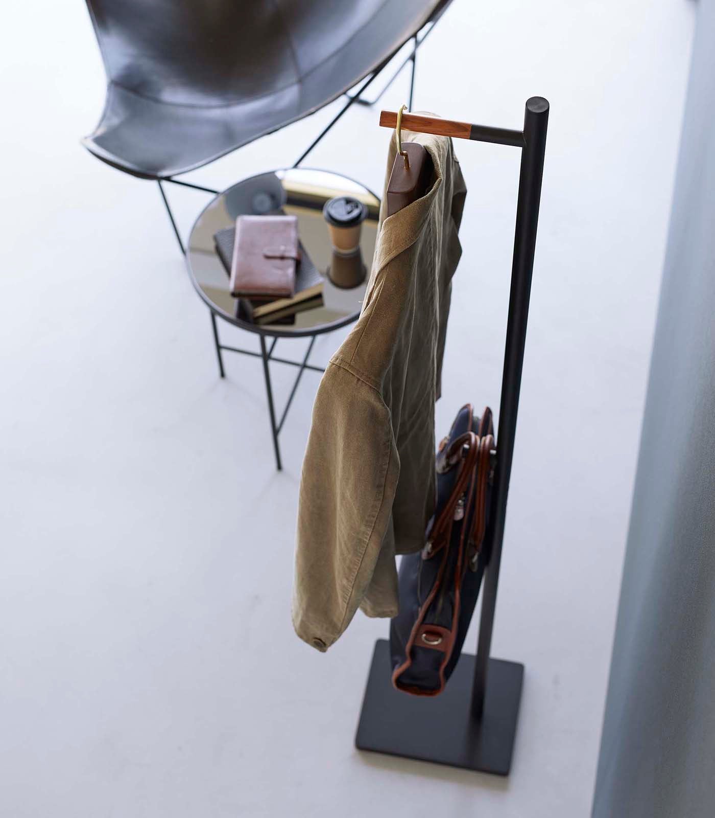 63.98 Inch Coat Rack - Sturdy Steel & Wood Coat Hanger for Entryway, Bedroom or Closet Organization | Space-Saving Wall Mount or Freestanding Design