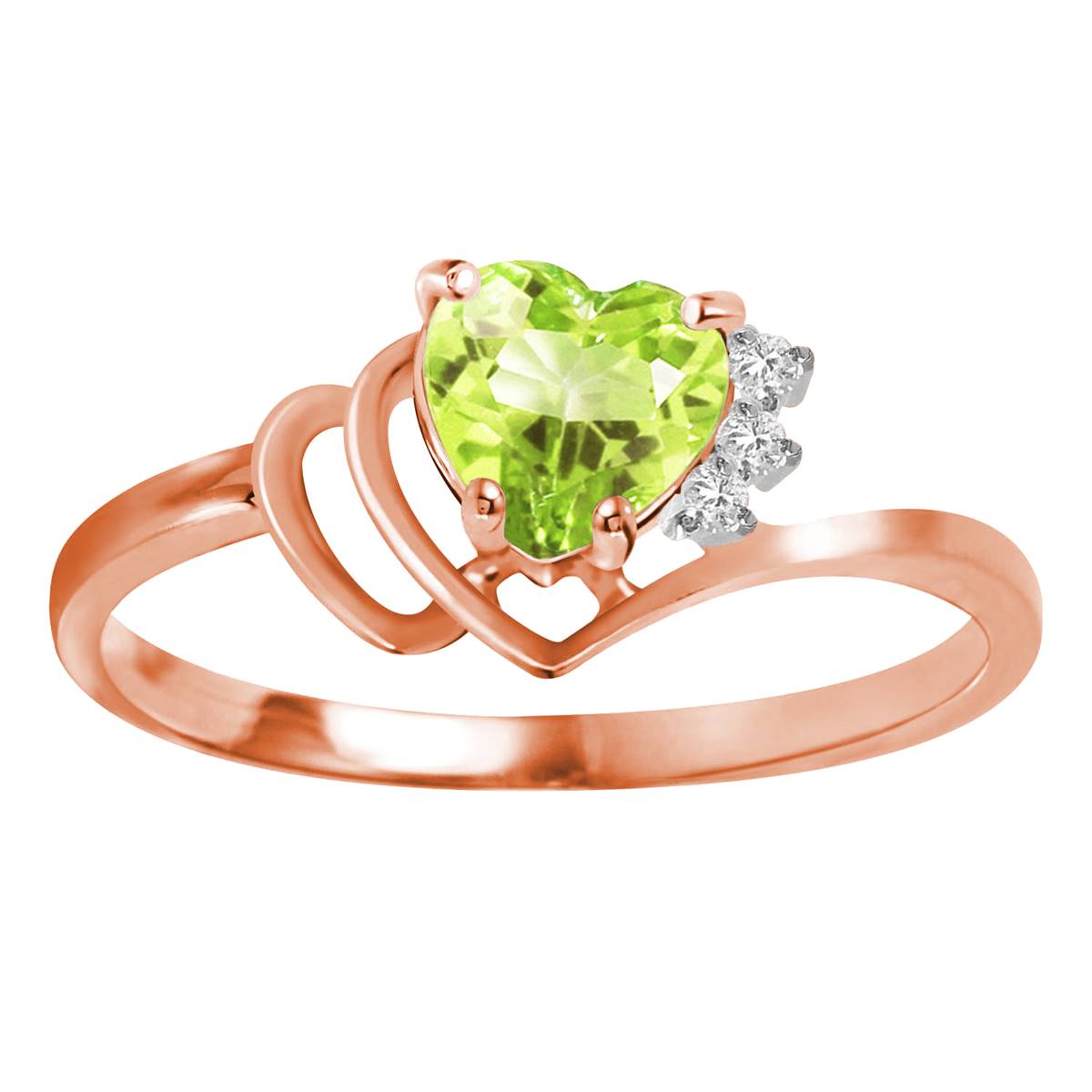 0.97 Carat 14K Solid Rose Gold Ring with Natural Diamond & Peridot - Elegant Birthstone Jewelry for Women, Perfect for Anniversary, Engagement, and Special Occasions