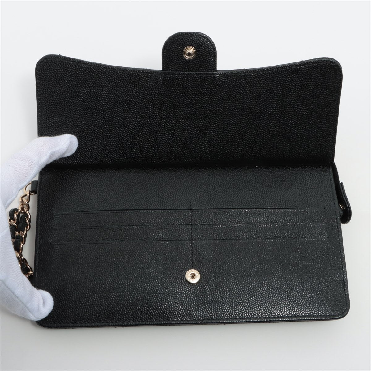 Chanel Quilted Caviar Leather Long Wallet Clutch with Chain - Black Luxury Crossbody Bag for Women | Perfect for Evening Events, Travel & Everyday Use