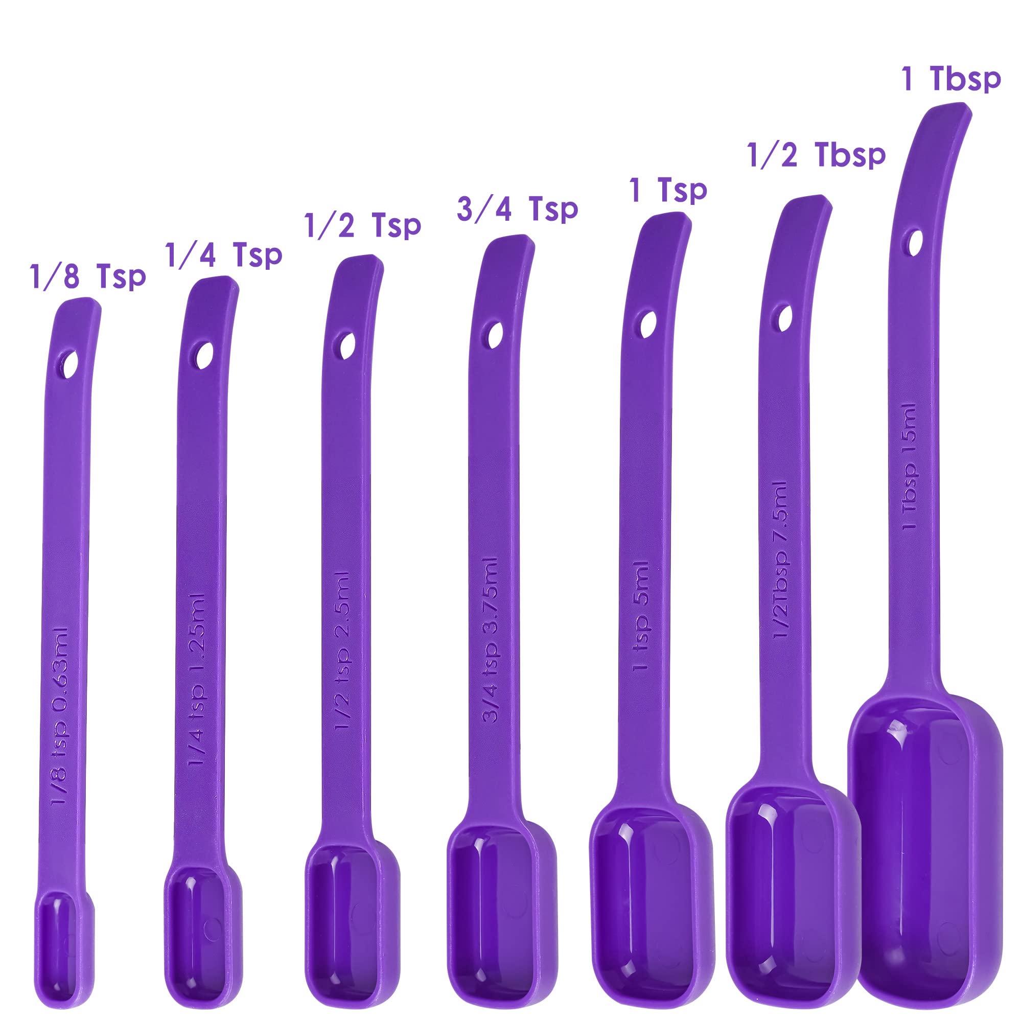 15-Piece Plastic Measuring Cups and Spoons Set for Baking & Cooking - 7 Measuring Cups, 7 Measuring Spoons with Leveler - Perfect for Home Kitchen, Baking Recipes & Meal Prep (Purple)
