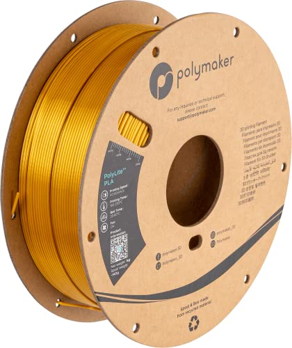 Polymaker Silk Gold PLA Filament 1.75mm - 1kg Shiny 3D Printer Filament for Smooth Prints | Perfect for Cosplay, Jewelry & Decorative Models
