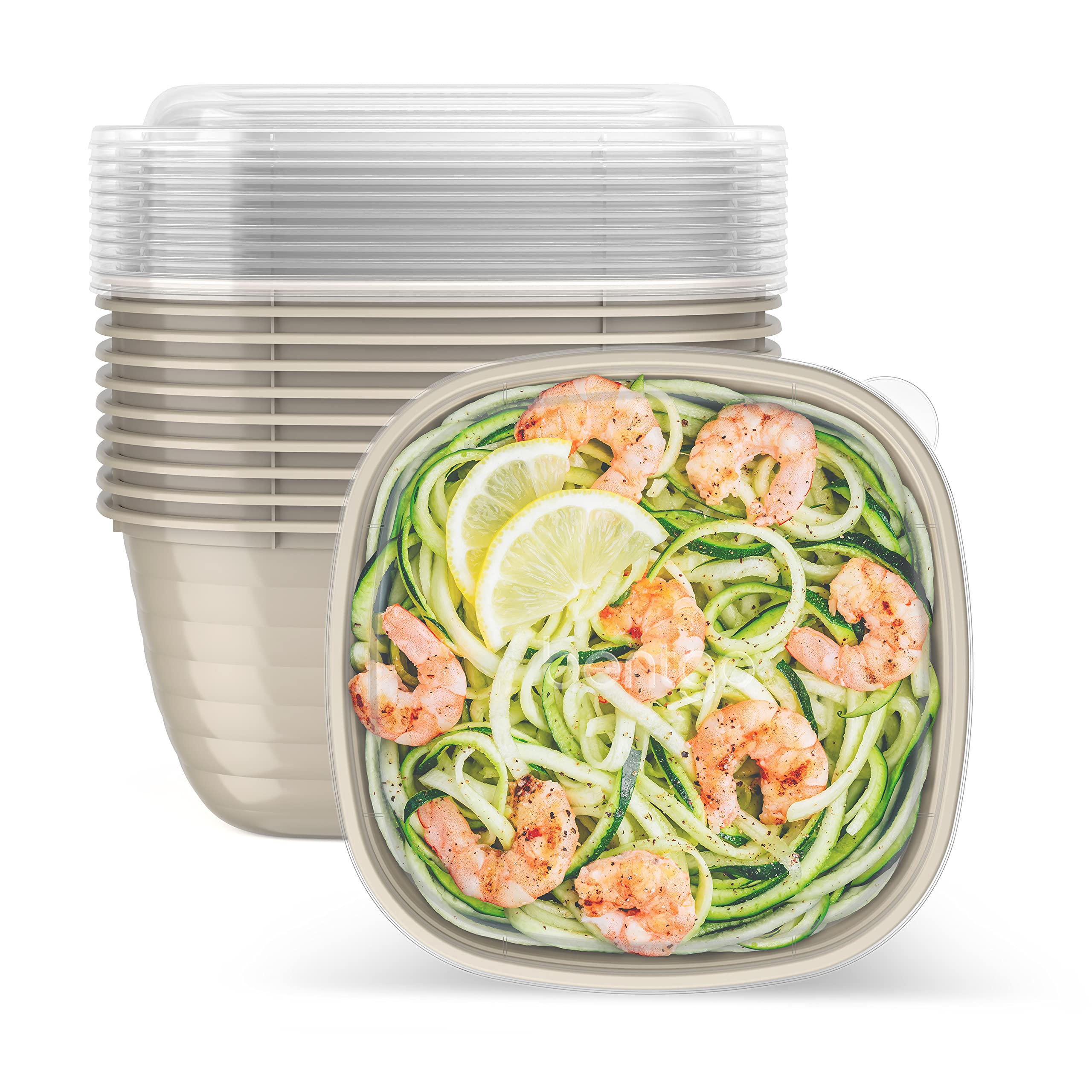 Bentgo Prep - 10-Pack Reusable 1-Compartment Meal Prep Bowls with Custom Fit Lids - BPA-Free, Microwave, Freezer & Dishwasher Safe Food Storage Containers - Ideal for Meal Prepping, Leftovers & Office Lunches (Champagne)