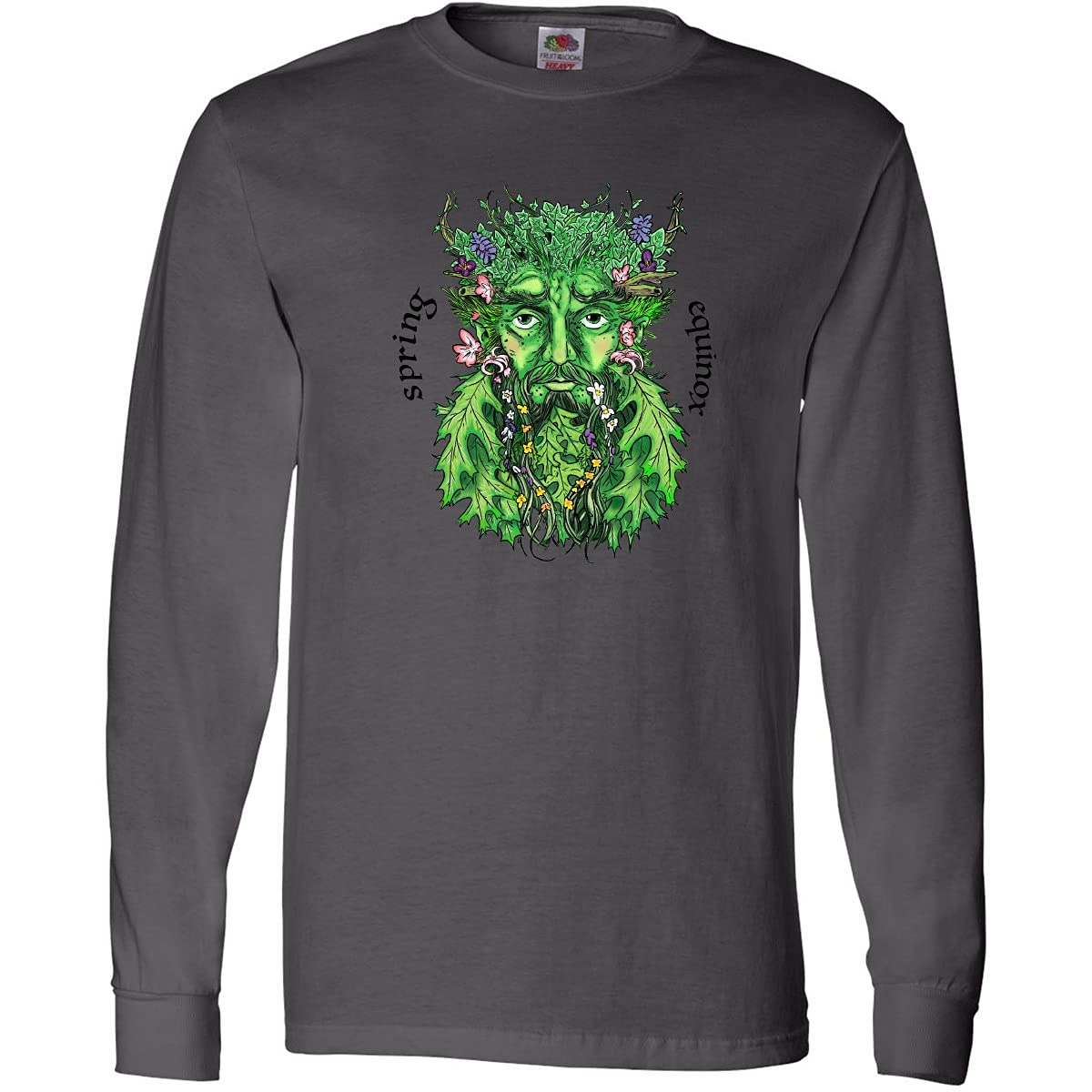 Inktastic 1st Day of Spring Greenman Spring Equinox Long Sleeve T-Shirt | Eco-Friendly Graphic Tee for Men & Women | Perfect for Spring Festivals, Nature Walks & Earth Day Celebrations