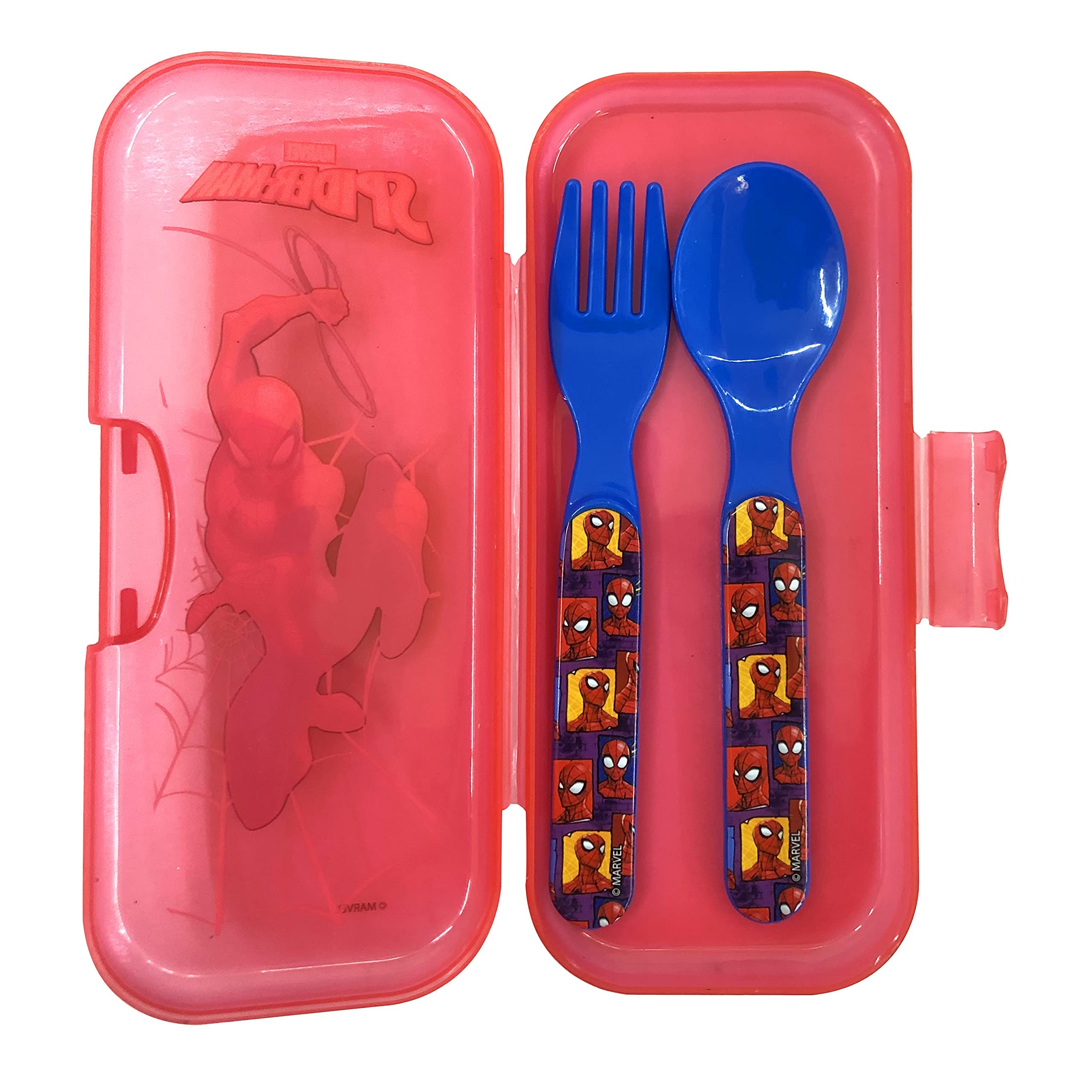 Spider-Man Kids Travel Cutlery Set - 3-Piece Stainless Steel Utensils with Case - Perfect for School Lunches, Picnics & Camping