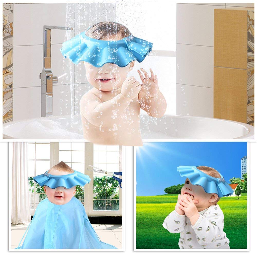 **BodkiZone Baby Shower Cap - Newborn Bath Hat for Hair, Eye & Ear Protection - Soft Washable Infant Bathing Cap - Multicolor (Pack of 2) - Perfect for Safe & Gentle Baby Bath Time**