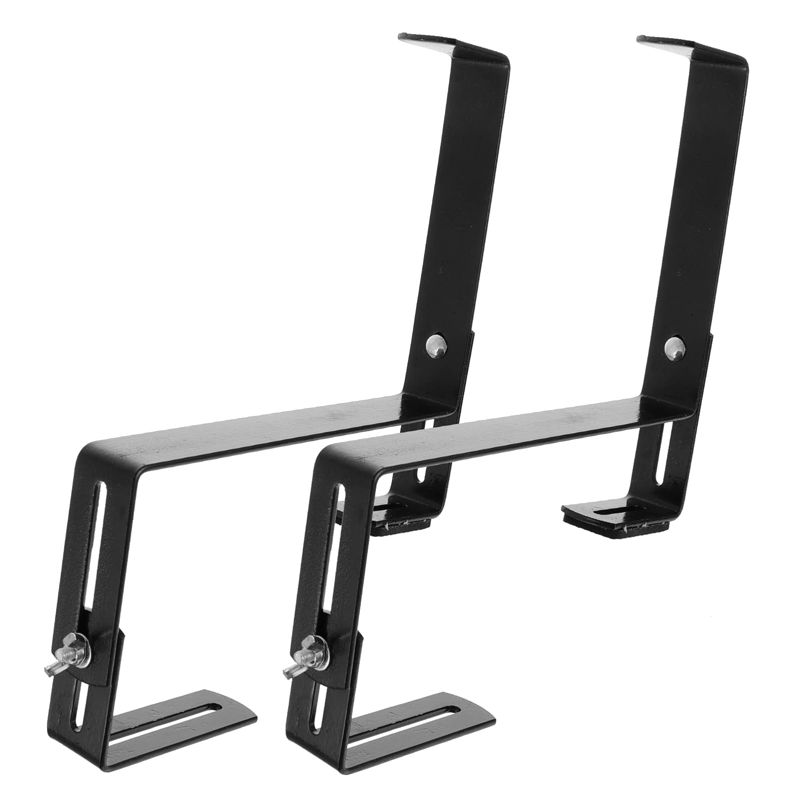 Adjustable Flower Stand Hanger - 1 Pair Iron Plant Brackets for Window, Deck & Wall - Black Flower Pot Shelf for Hanging Plants, Blinds & Home Decor (Ideal for Indoor/Outdoor Gardening & Space Saving)