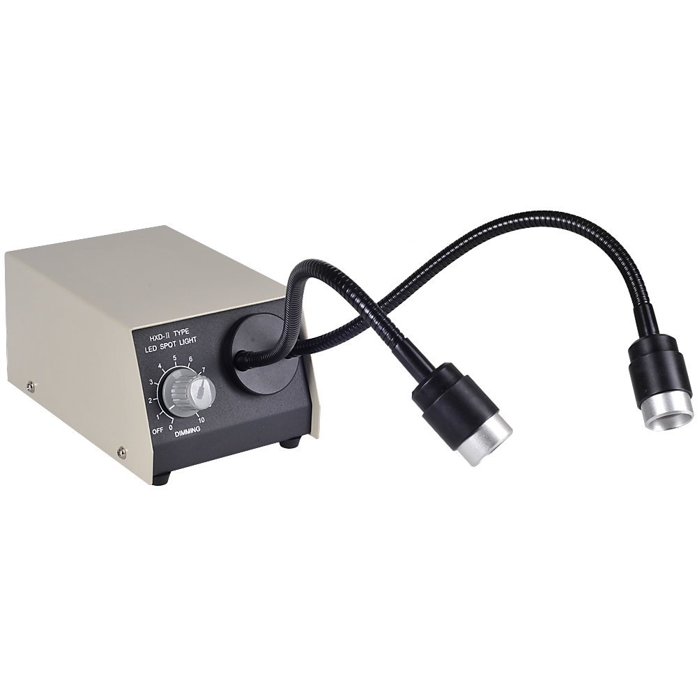 Omano 8W LED Dual Gooseneck Microscope Light - Compact Design - 720 Lumens Brightness - Adjustable Lighting for Lab, Jewelry Inspection & Hobby Microscopy