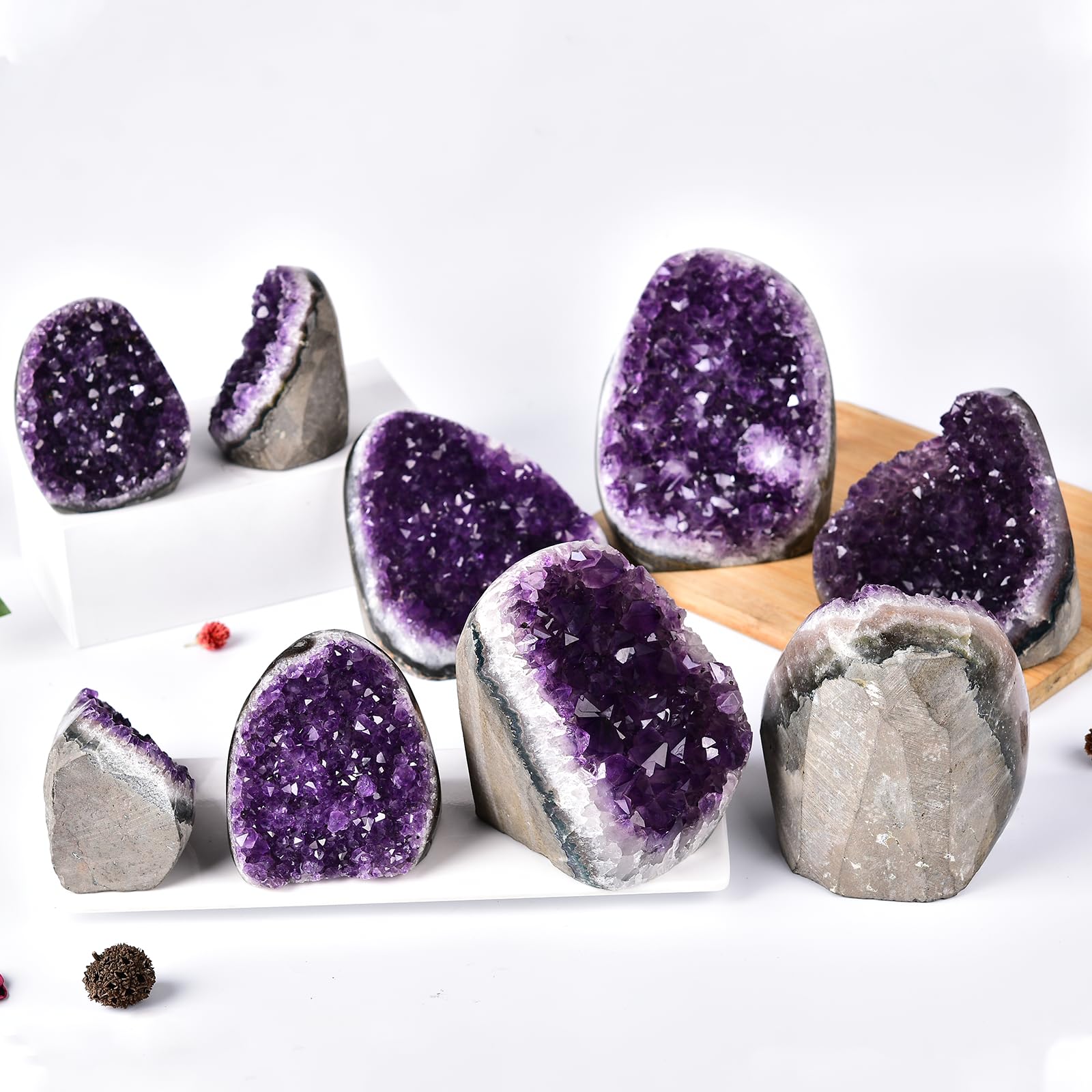 Premium JIC Gem Class B Grade Deep Purple Uruguay Amethyst Cluster - Natural Amethyst Geode Rock with Polished Base (2-3 lbs) - Perfect for Home Decor, Meditation Spaces & Crystal Healing Collections