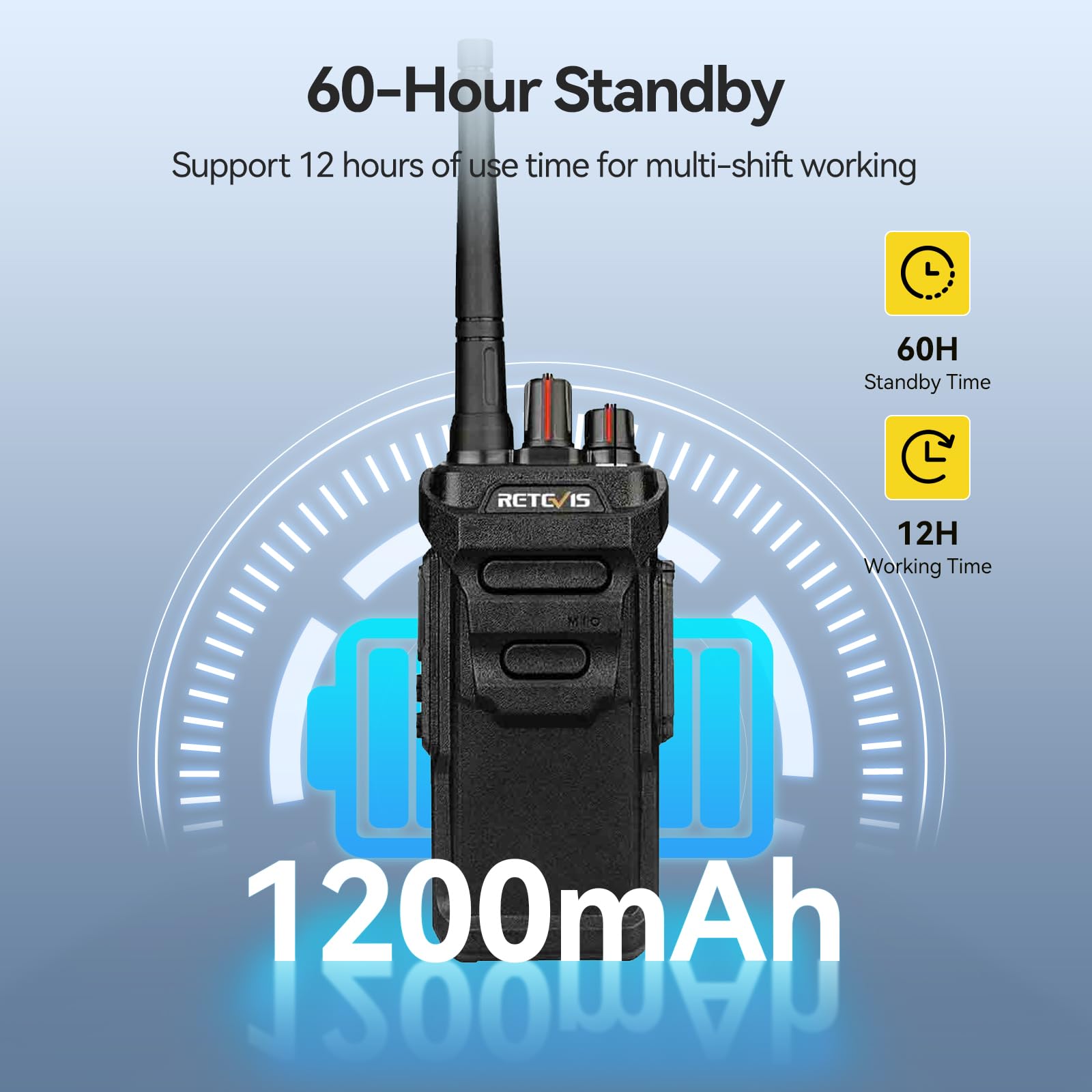 Retevis RT48 IP67 Waterproof Walkie Talkies for Adults - 2 Way Radios with 6 Way Charger, Heavy Duty Two Way Radio with VOX, SOS Alarm & 1200mAh Battery - Ideal for Construction, Manufacturing, Hotels & Schools (6 Pack) - Perfect for Team Communication in Outdoor Work & Emergency Situations