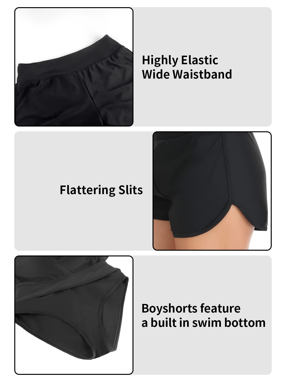 RELLECIGA Women's High Waisted Swim Shorts with Tummy Control - Built-in Board Shorts for Swimming, Beach & Water Sports
