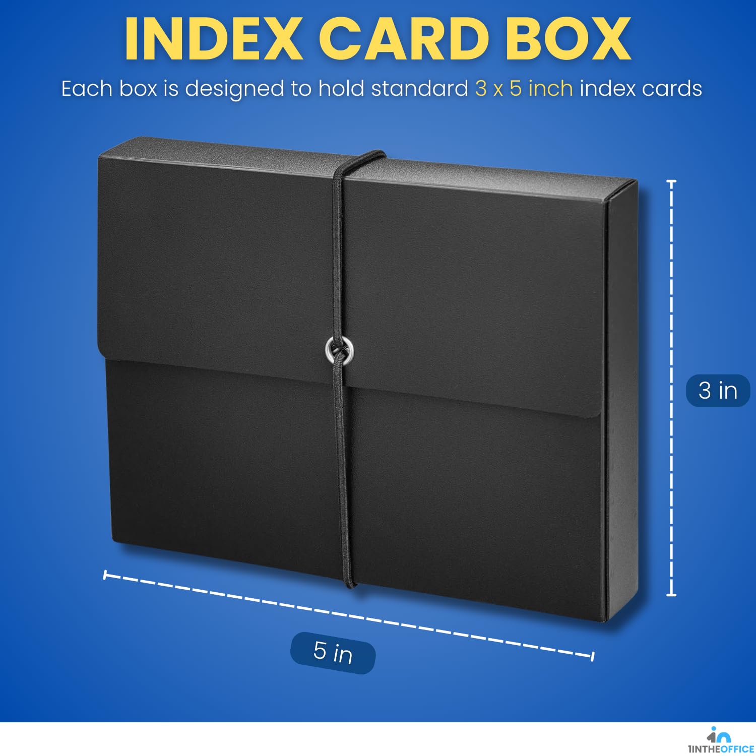 1InTheOffice 3x5 Index Card Box with Dividers - Durable Poly Plastic Storage Organizer for Office, School & Home (2-Pack) - Perfect for Recipe Cards, Flash Cards & Note Organization