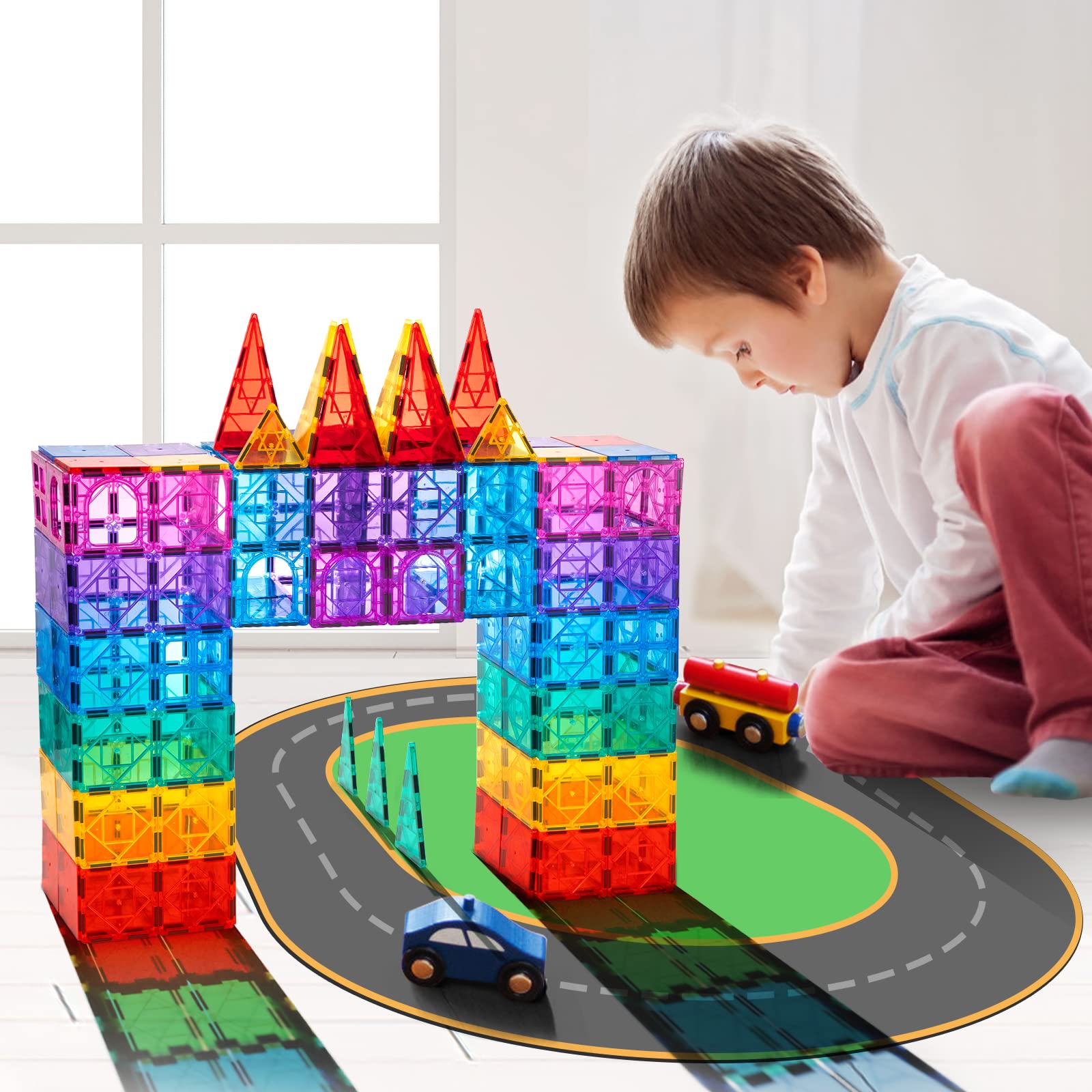 GobiDex 52PCS Magnetic Tiles Building Blocks - STEM Educational Toys for Kids Ages 3+, Montessori Learning Toys for Toddlers, Perfect Birthday Gift for Boys & Girls | Creative Play, Classroom Activities, Home Learning