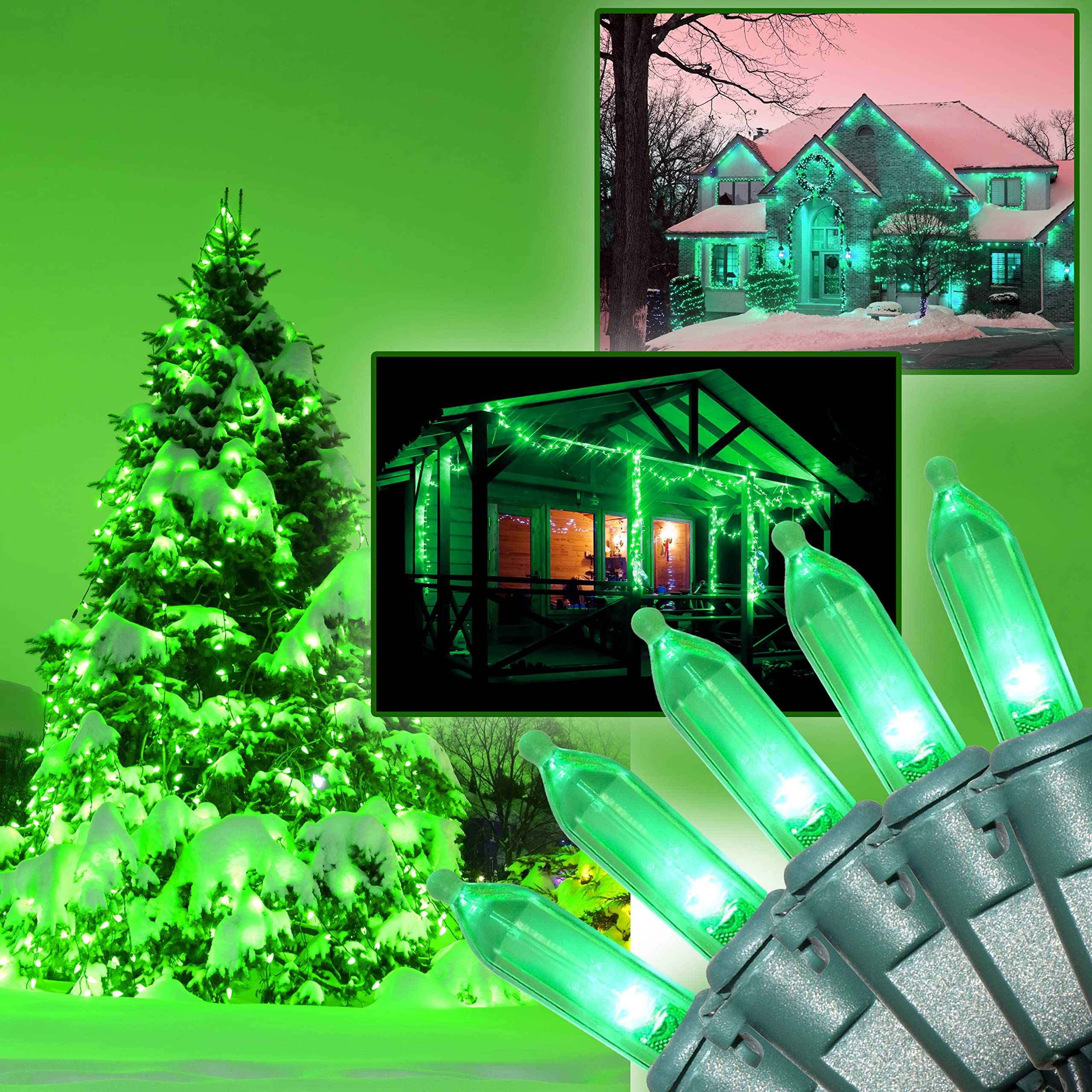 100 LED Green St Patrick's Day Christmas String Lights - 26.9 Ft Waterproof Outdoor/Indoor Fairy Lights for Patio, Tree, Garden, Party & Holiday Decorations - UL Certified - Perfect for St. Patrick's Day, Christmas, Weddings & Home Decor