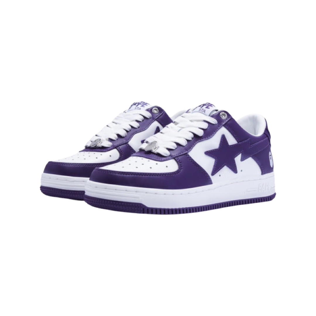 BAPE Bapesta Low Leather Sneakers in Purple & White - Stylish Streetwear for Men & Women | Perfect for Casual Outfits & Sneaker Collectors