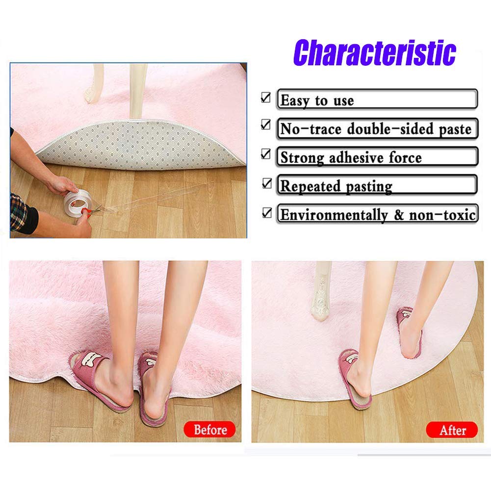 Nano Grip Tape 10 FT x 1.2 Inch - Reusable Removable Washable Double Sided Adhesive Strips for Kitchen, Bathroom, Office - Strong Hold No Residue Traceless Tape for Organizing, Hanging & DIY Projects (2 Pack)