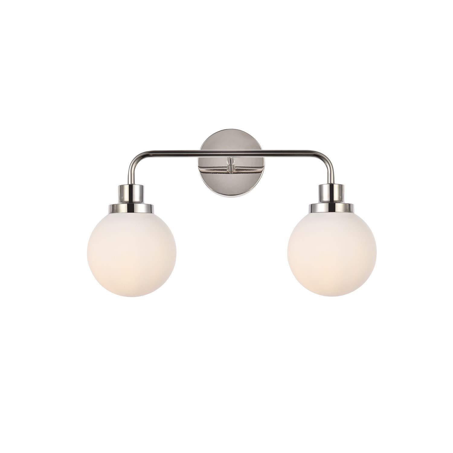Hanson 2 Lights Bathroom Wall Sconce in Polish Nickel with Frosted Glass Shade - Perfect for Vanity Lighting, Powder Room, and Modern Bathroom Decor