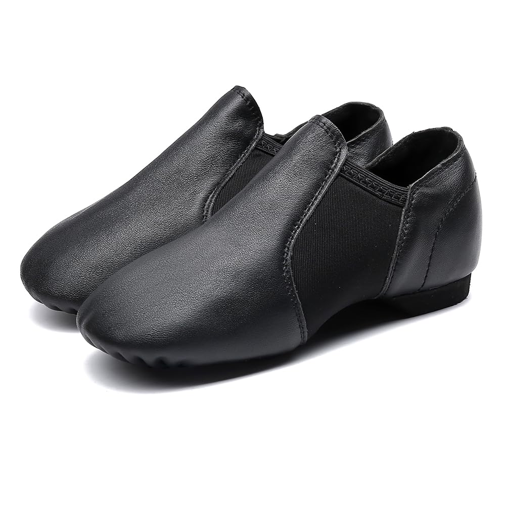 MSMAX Women's Leather Jazz Dance Shoes - Slip-On Ballroom & Practice Shoes for Dance Teaching, Performances & Training - Comfortable & Stylish for Ballet, Jazz, and Latin Dance