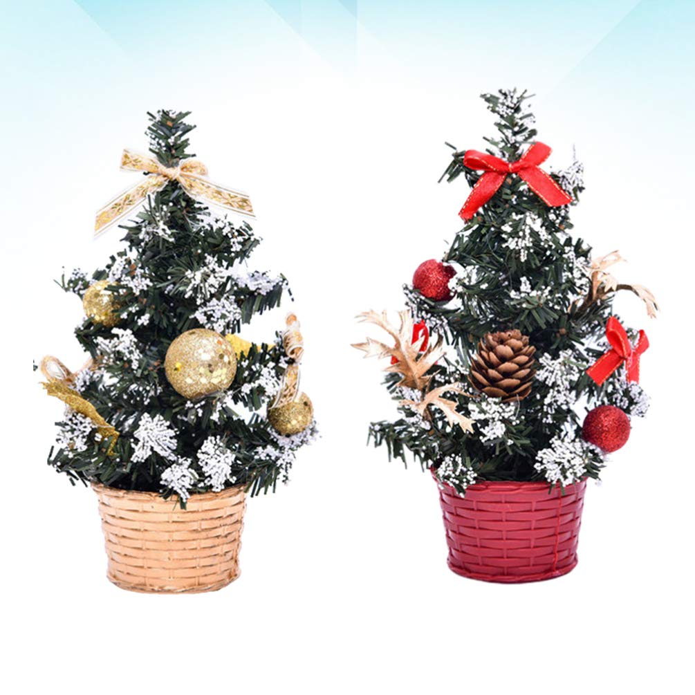 VOSAREA 2-Pack Mini Artificial Pine Christmas Trees - Xmas Table Decor, Wedding Centerpiece, Holiday Ornaments for Festive Home & Party Decorations | Perfect for Christmas Tablescapes, Wedding Receptions, and Seasonal Home Styling