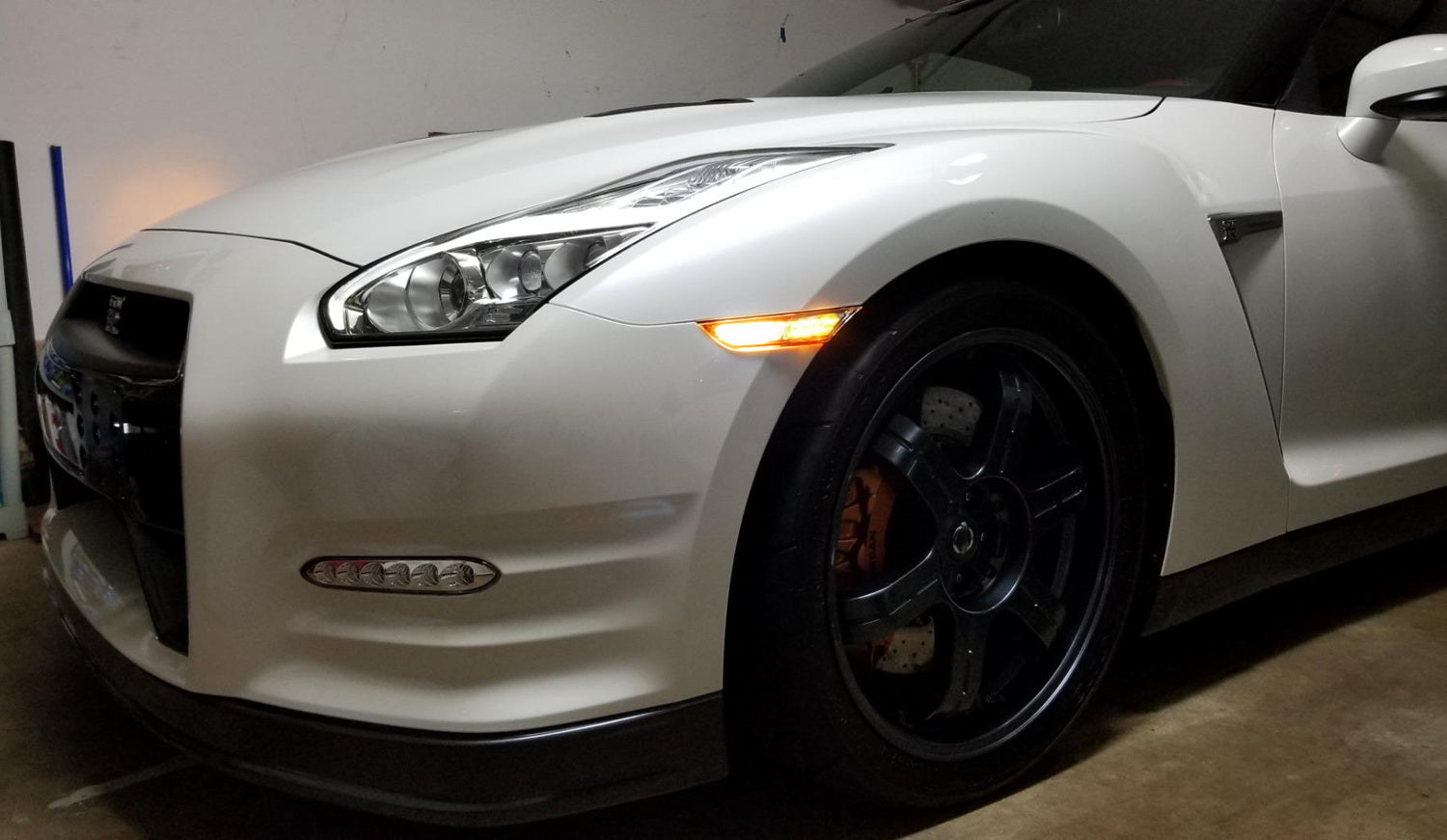 2007-2022 Nissan GTR Clear Lens 3D Amber Full LED Front Side Marker Light Kit - High Visibility Safety Lights for Night Driving & Car Customization