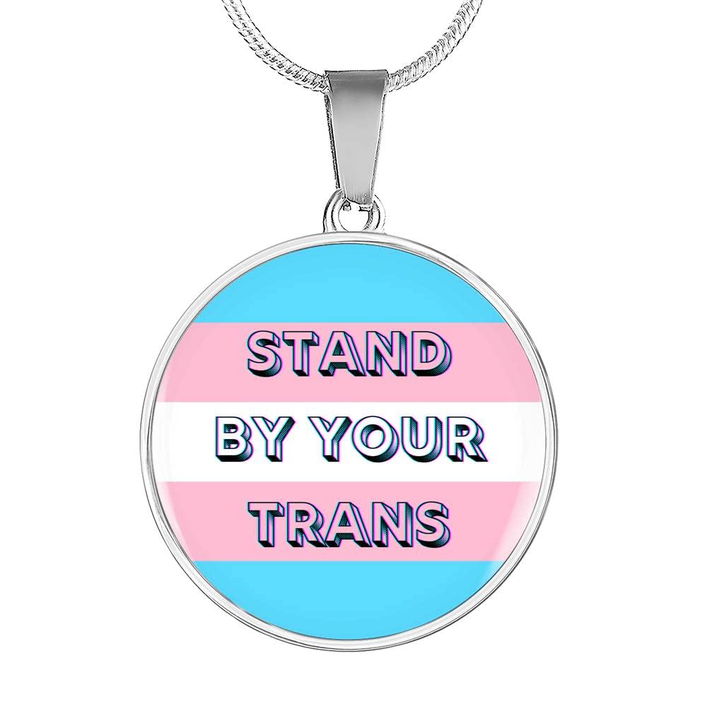 Custom LGBTQ+ Ally Necklace - Personalized Trans Pride Jewelry with Heart Diamond Pendant & Gift Box for Anniversary, Valentine's Day (Stand By Your Trans Love Knot Necklace) - Perfect for Pride Events, Coming Out Gifts & Showing Support