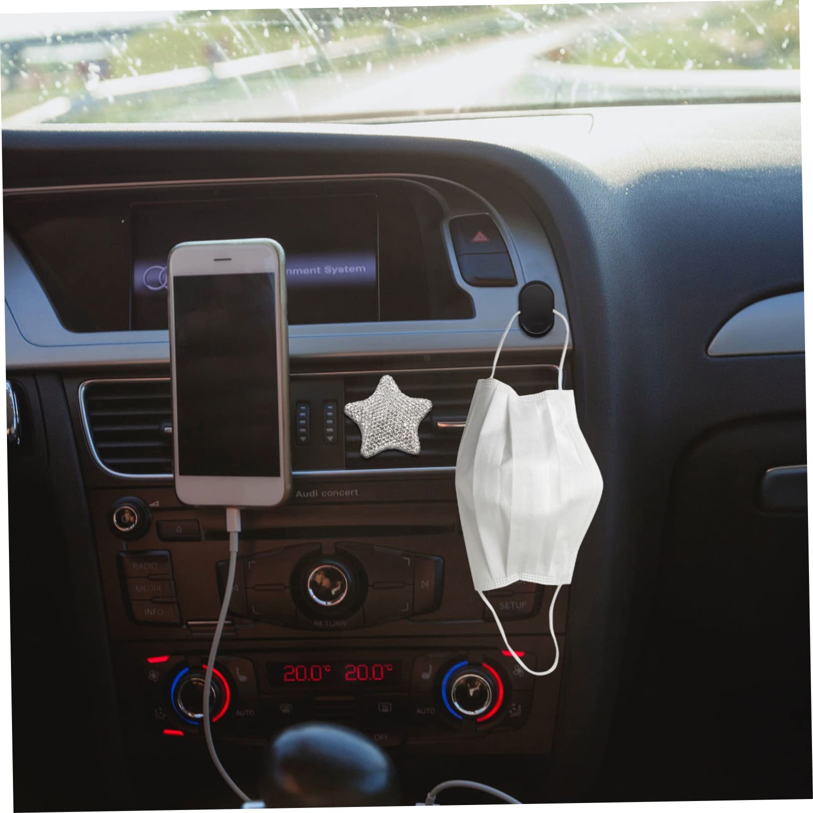 4-Pack Angoily Car Hooks - Heavy Duty Car Hanger & Headset Hook for Vehicle Organization | ABS Car Cable Organizer & Coat Hanger | Perfect for Road Trips, Groceries & Outdoor Gear Storage