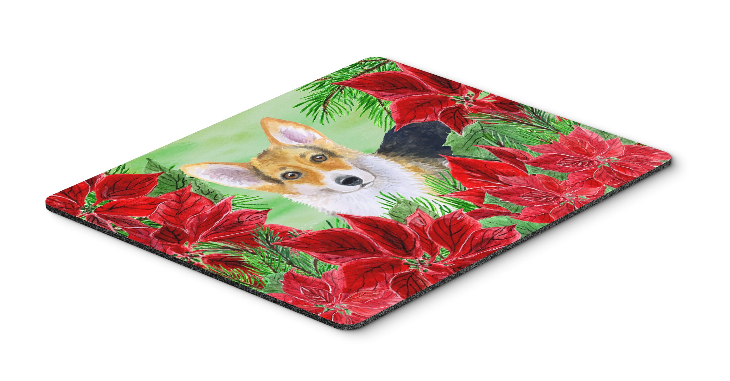 Pembroke Corgi Poinsettia Mouse Pad & Hot Pad - Washable Large Mouse Mat for Home Office, Gaming & Computer Work | Holiday-Themed Desk Accessory | Perfect for Christmas Decor & Workspace Organization