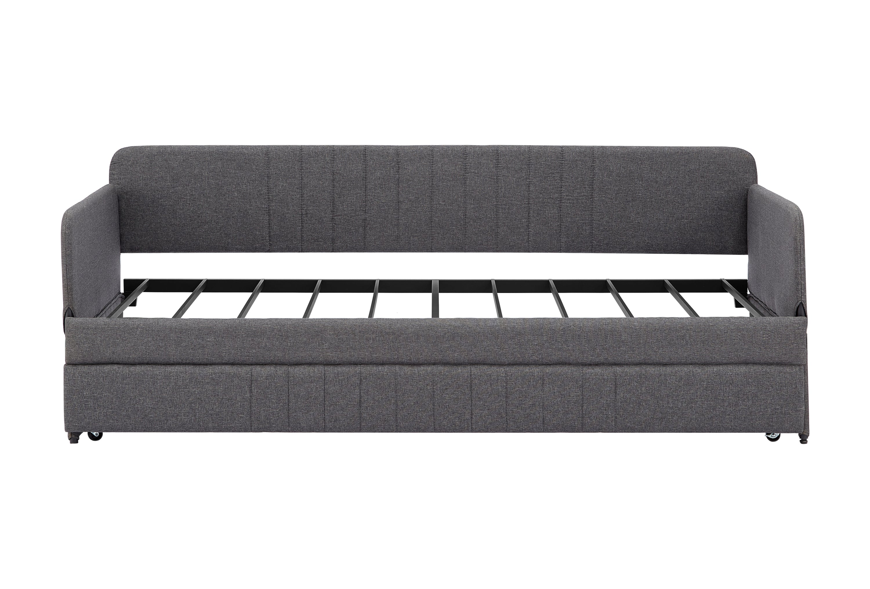 Metal Frame Daybed with Trundle - Twin Size Sofa Bed in Grey (78.4''W x 41''D x 29.8''H) - Perfect for Guest Rooms, Small Apartments & Home Offices