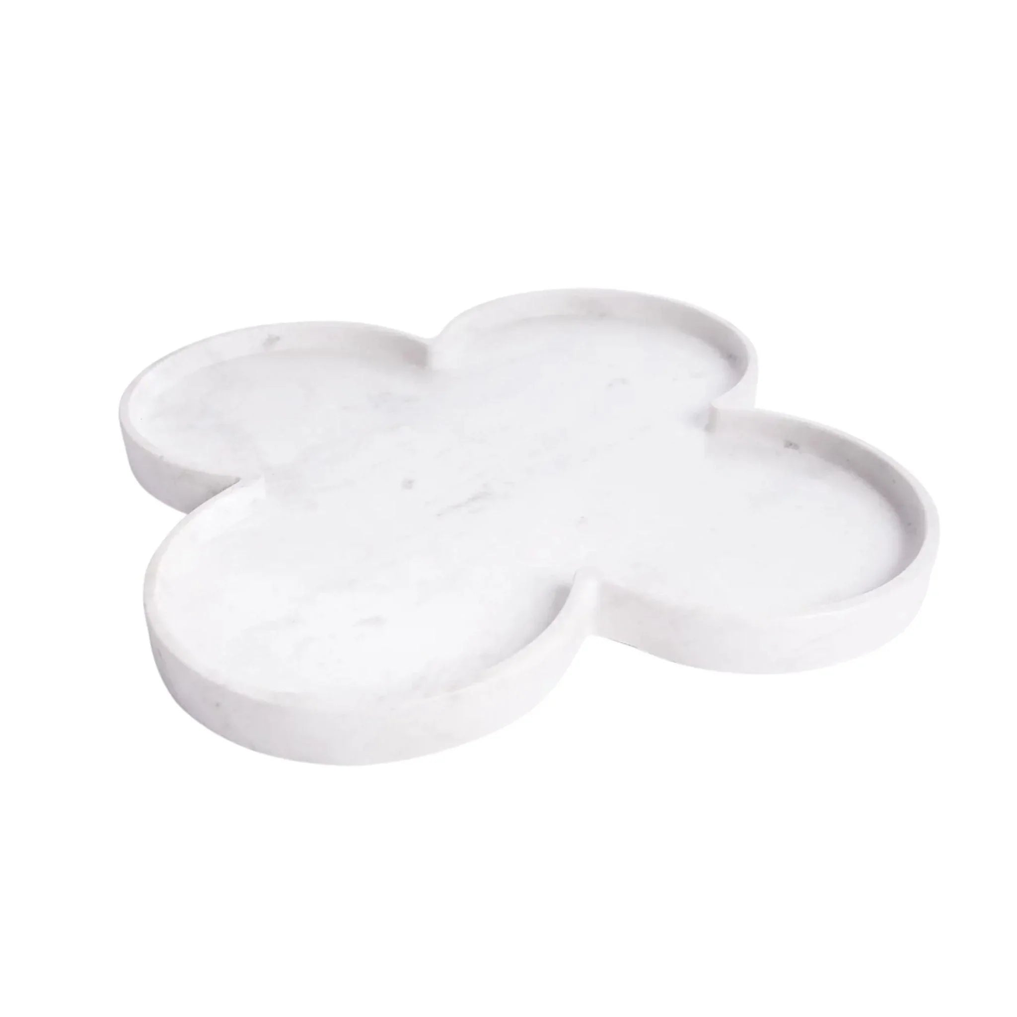White Polished Marble Clover Tray - Elegant Serving Tray for Coffee, Tea, Jewelry & Home Decor - Perfect for Parties, Gifts & Stylish Tabletops