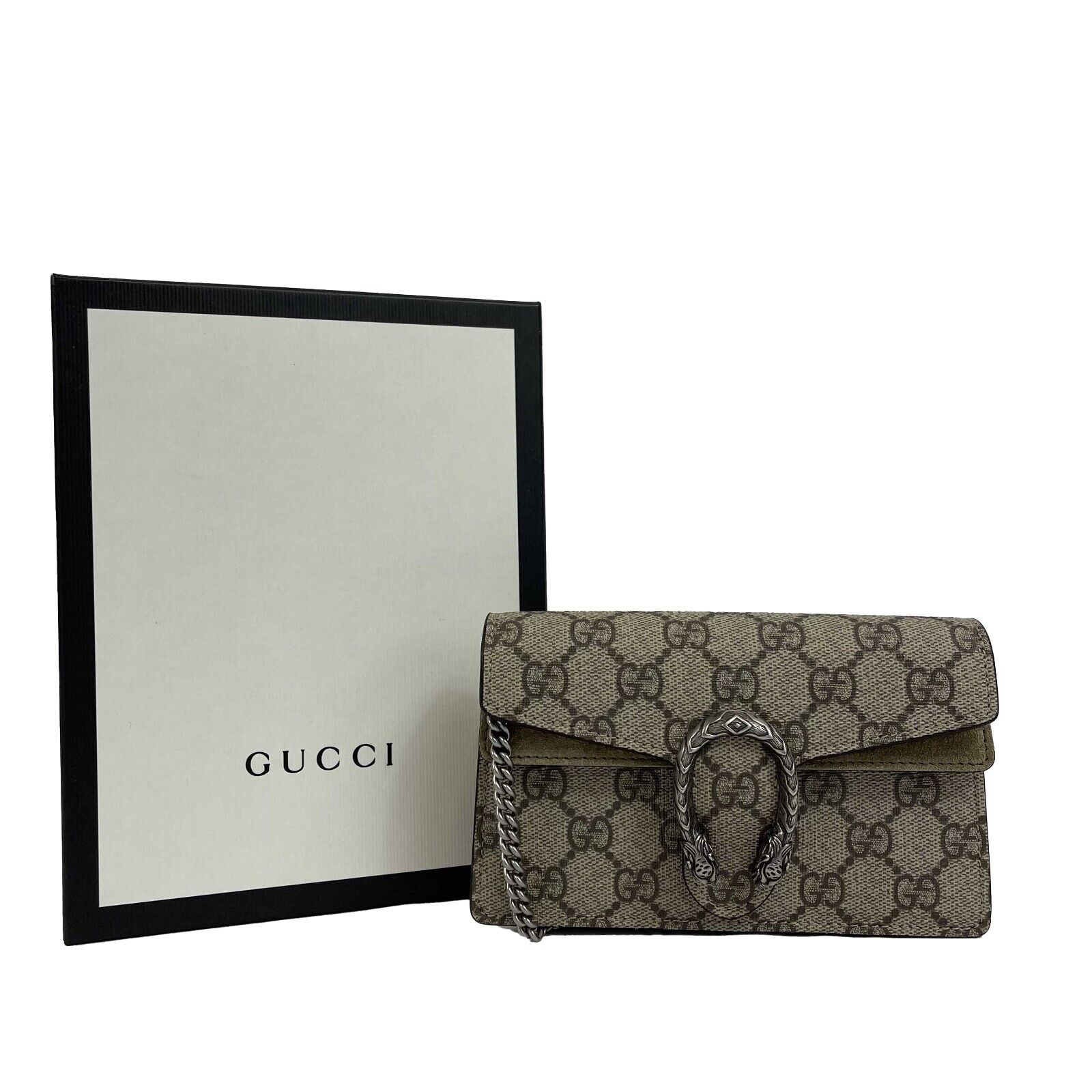 Gucci Dionysus GG Supreme Super Mini Bag - Brown & Silver Chain Crossbody Purse for Women | Fashionable Shoulder Bag for Parties, Dating & Daily Use