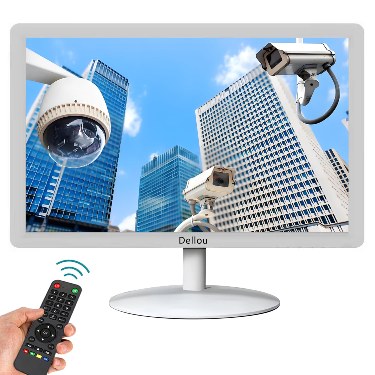 19 Inch White CCTV Security Monitor with HDMI, AV, BNC, VGA & USB Inputs - 1440x900 Resolution for Surveillance Systems, Home & Office Security Camera Monitoring