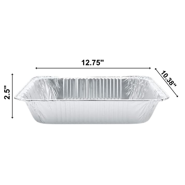 10-Pack 9 x 13 Inch Deep Half Size Disposable Aluminum Pans - Heavy Duty Baking & Roasting Pans for Thanksgiving, Christmas, Parties & Meal Prep - Perfect for Casseroles, Lasagna, Turkey & Holiday Cooking