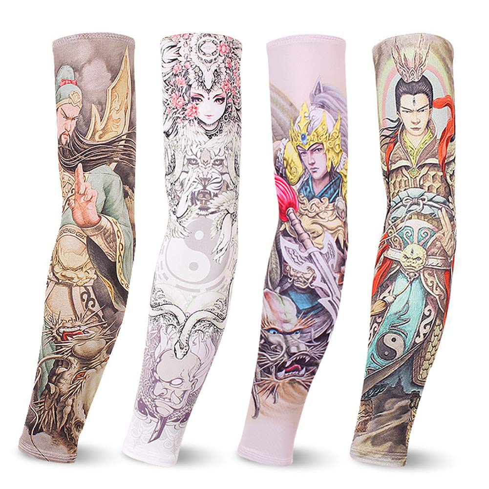UV Protection Cooling Tattoo Arm Sleeves for Women - Breathable Basketball, Cycling, Running & Football Arm Warmers - Perfect for Outdoor Sports & Sun Protection