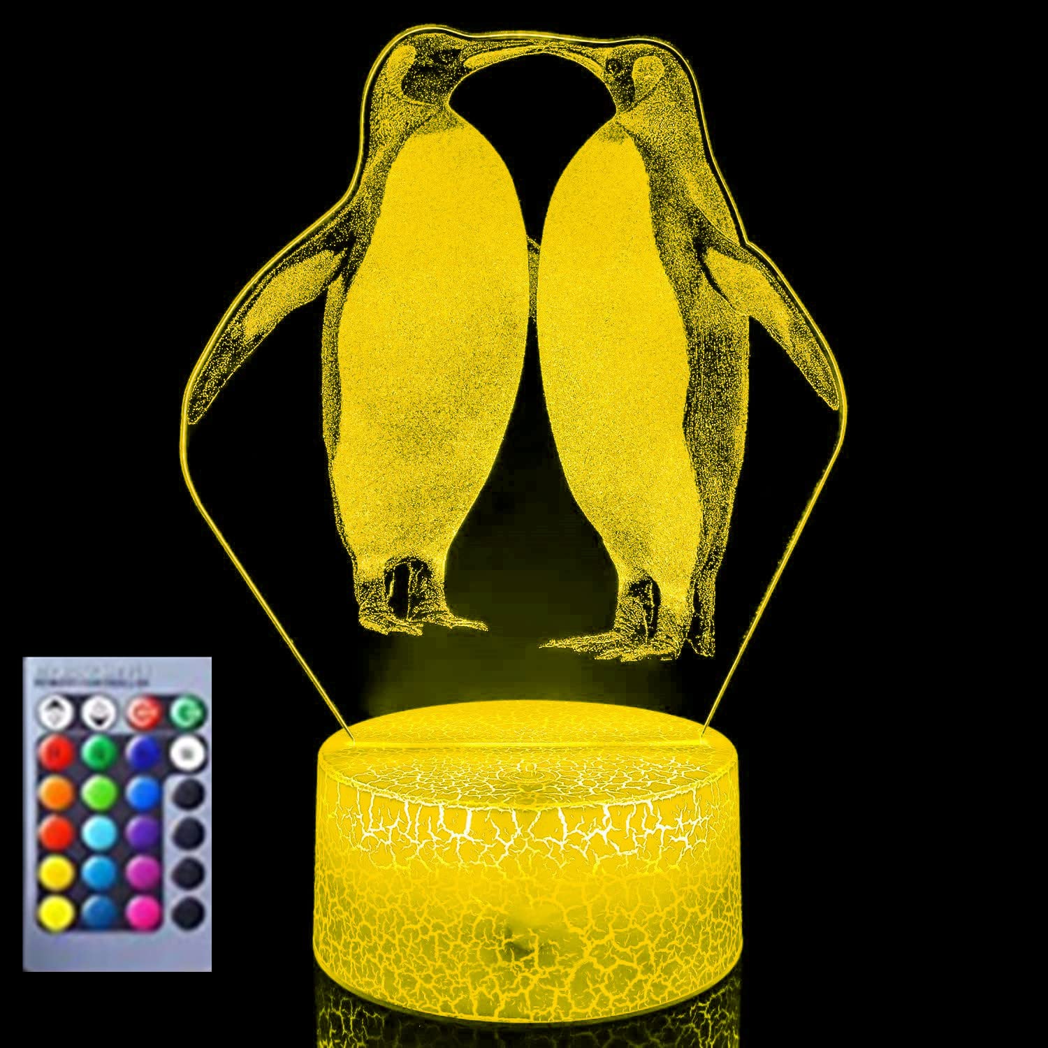 3D Penguin Night Light - 16 Color Changing LED Animal Lamp with Acrylic Base, USB Powered Desk Decor for Kids Room, Nursery, Bedroom | Perfect Gift for Children, Birthday & Christmas Decorations